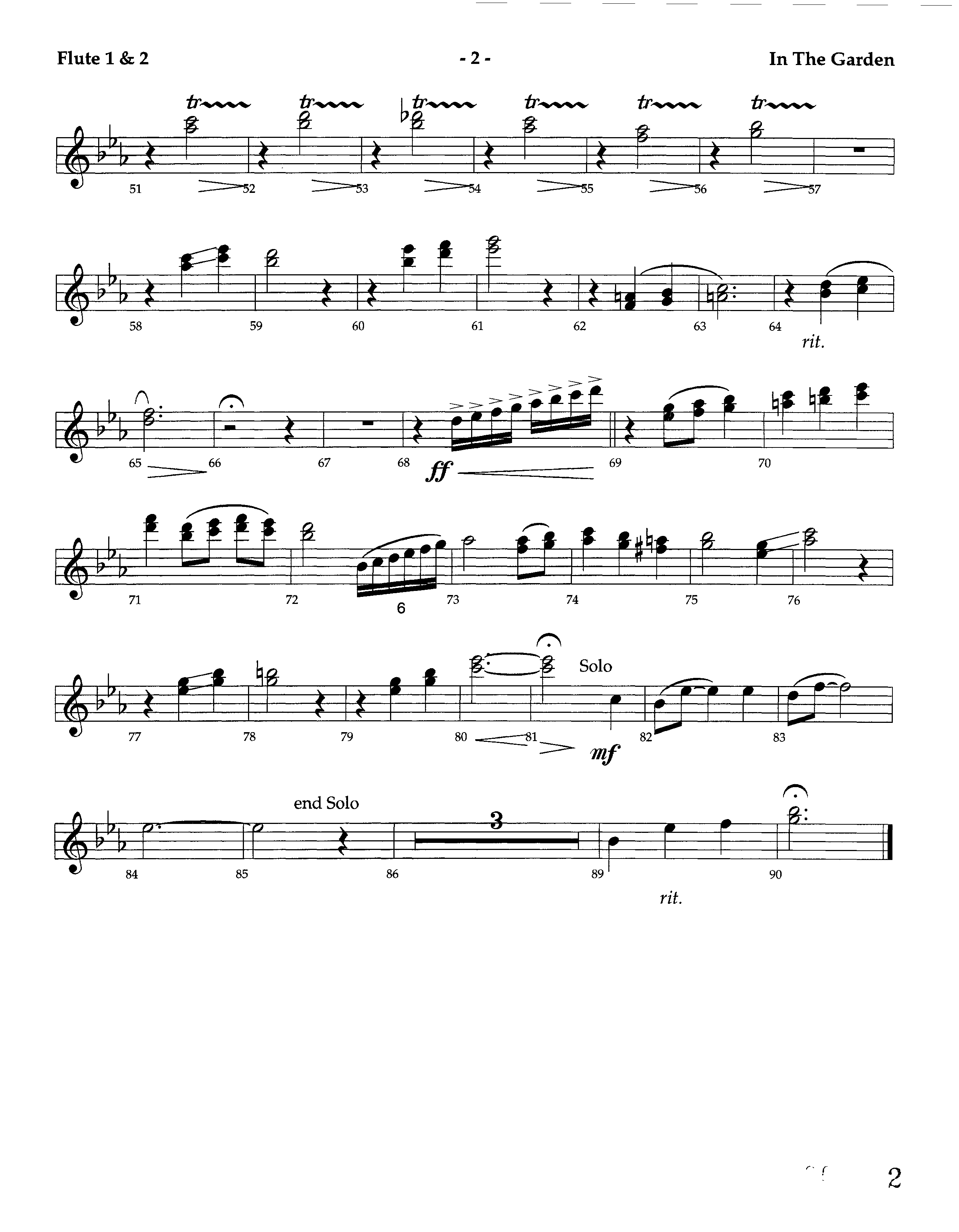 In The Garden (Instrumental) Flute 1/2 (Lifeway Worship / Arr. Marty Hamby)