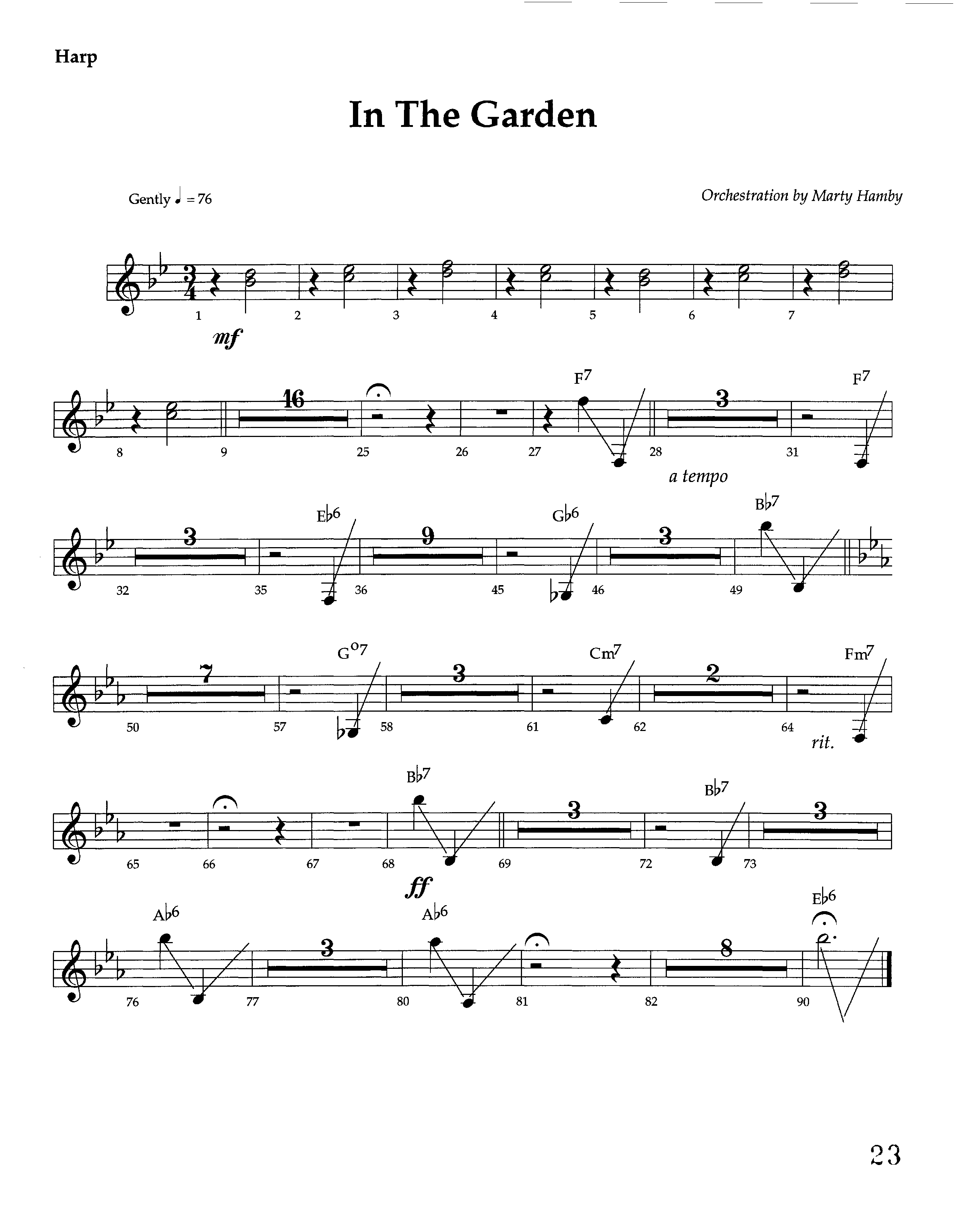 In The Garden (Instrumental) Harp (Lifeway Worship / Arr. Marty Hamby)