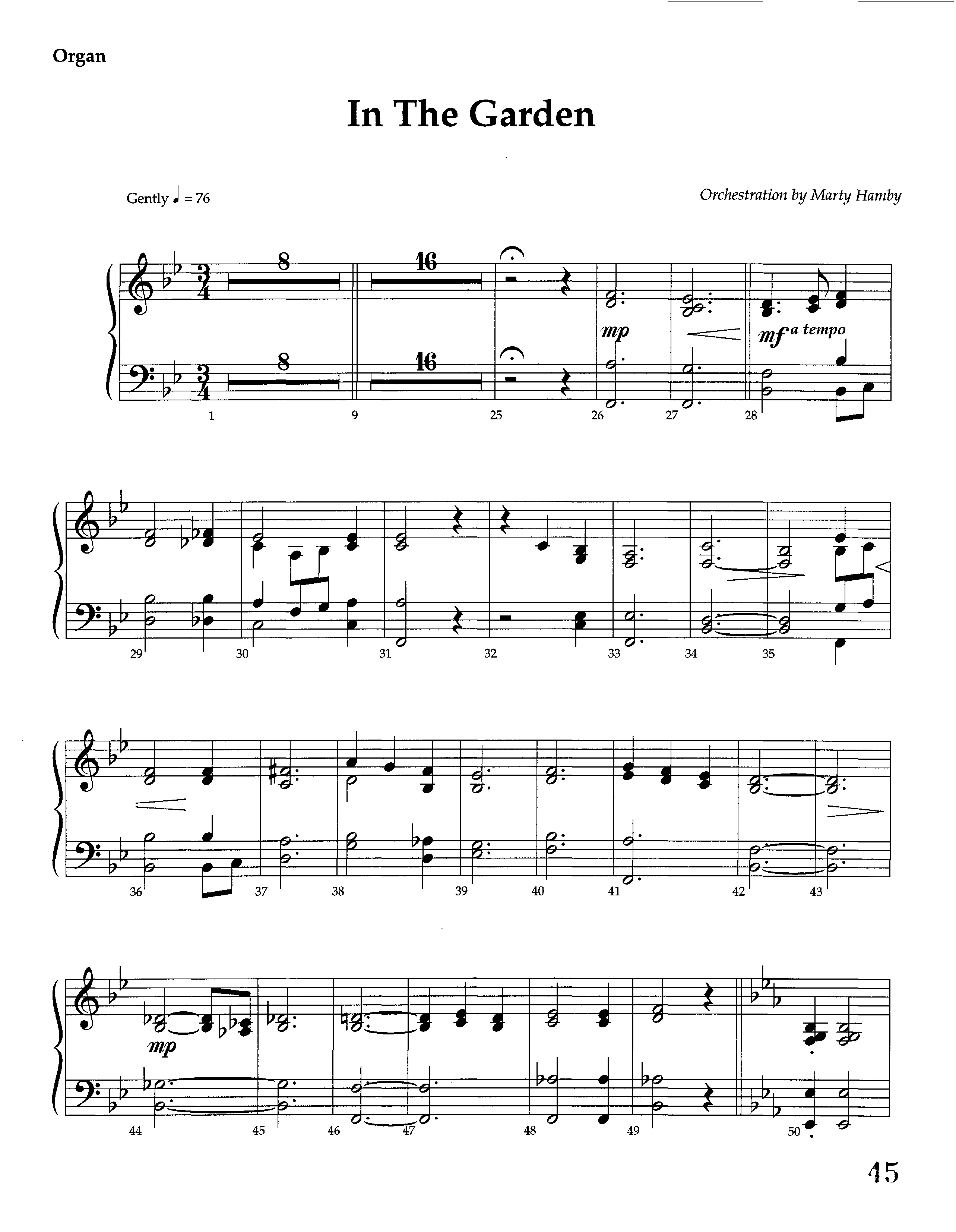 In The Garden (Instrumental) Organ (Lifeway Worship / Arr. Marty Hamby)