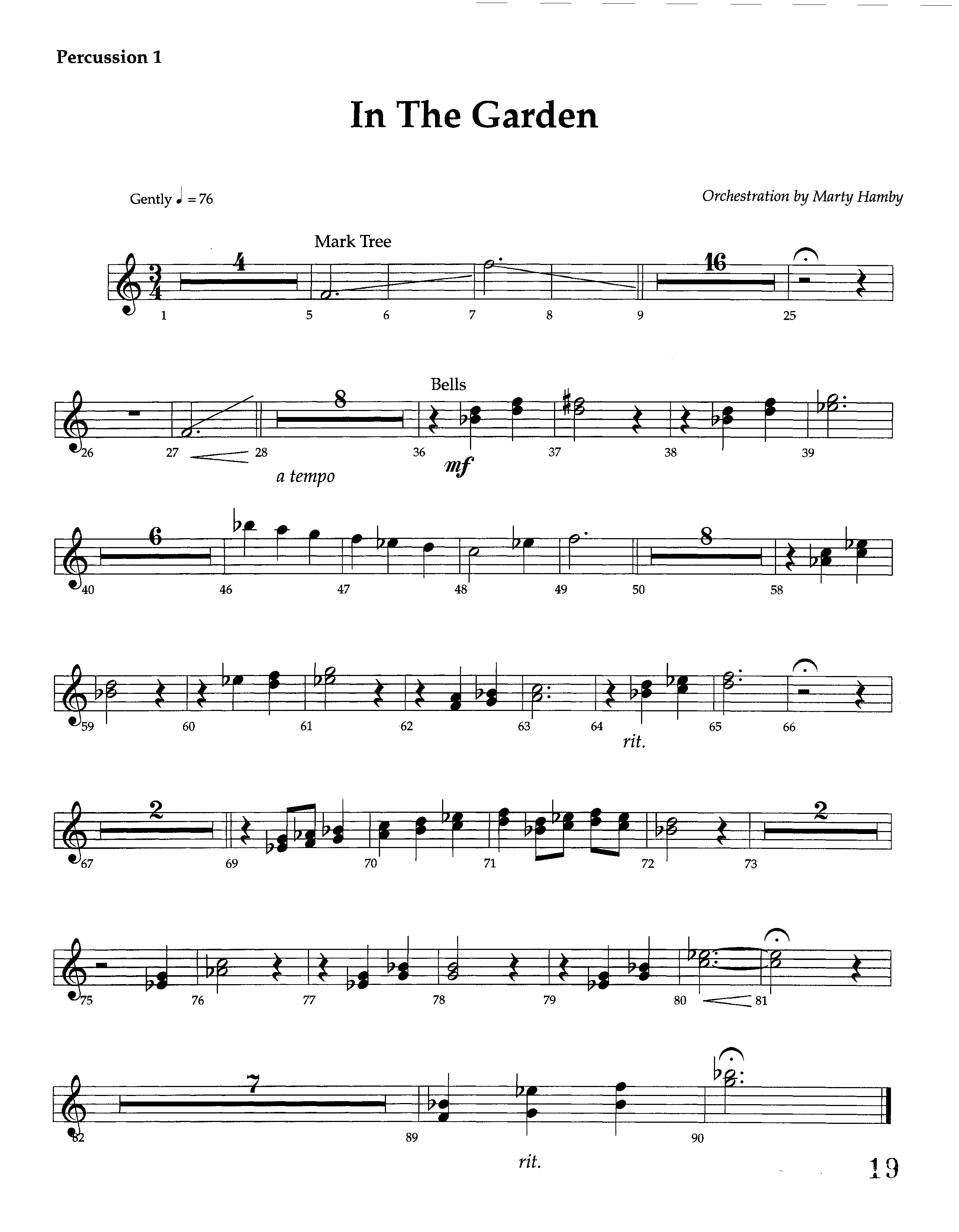 In The Garden (Instrumental) Percussion 1/2 (Lifeway Worship / Arr. Marty Hamby)