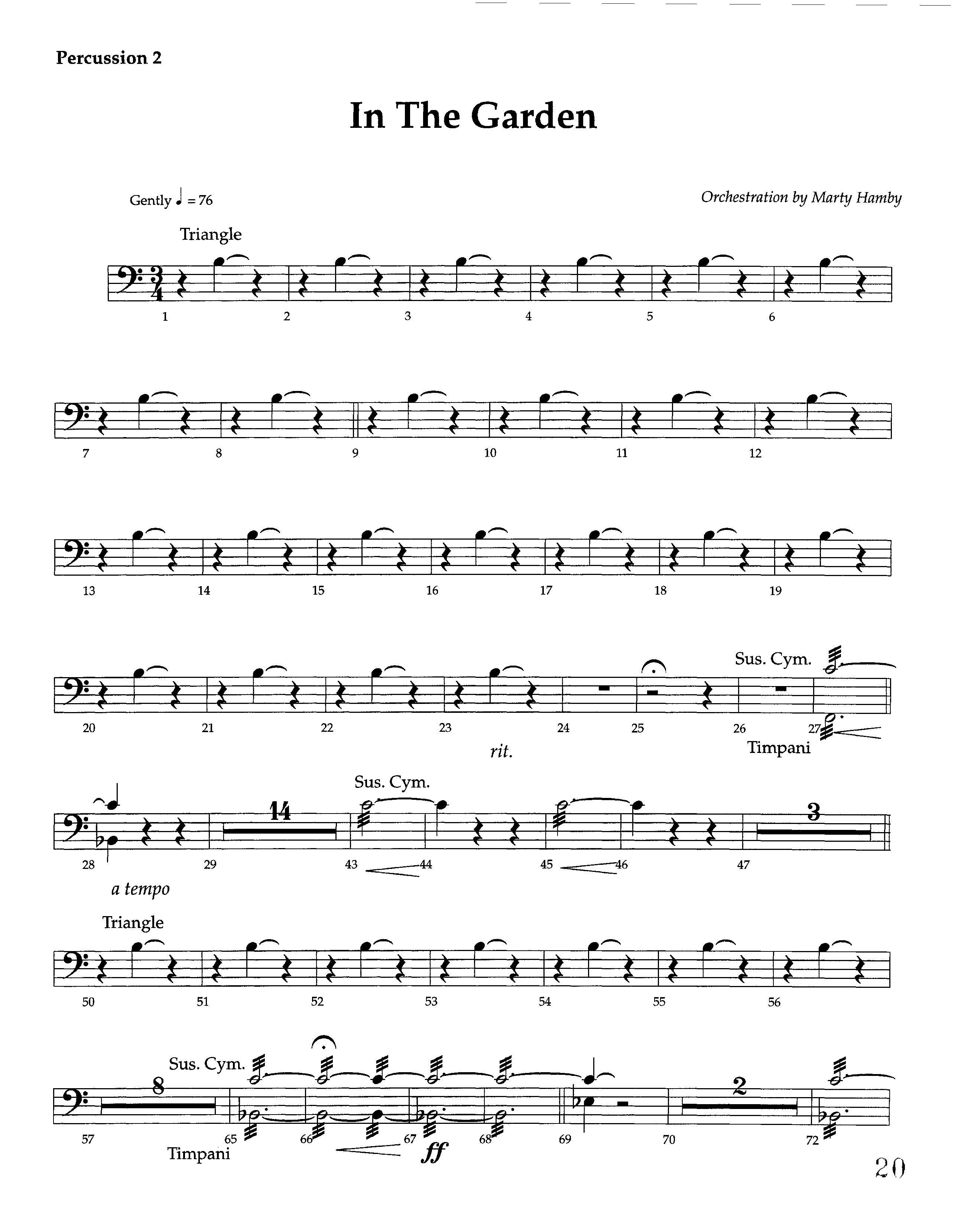 In The Garden (Instrumental) Percussion 1/2 (Lifeway Worship / Arr. Marty Hamby)