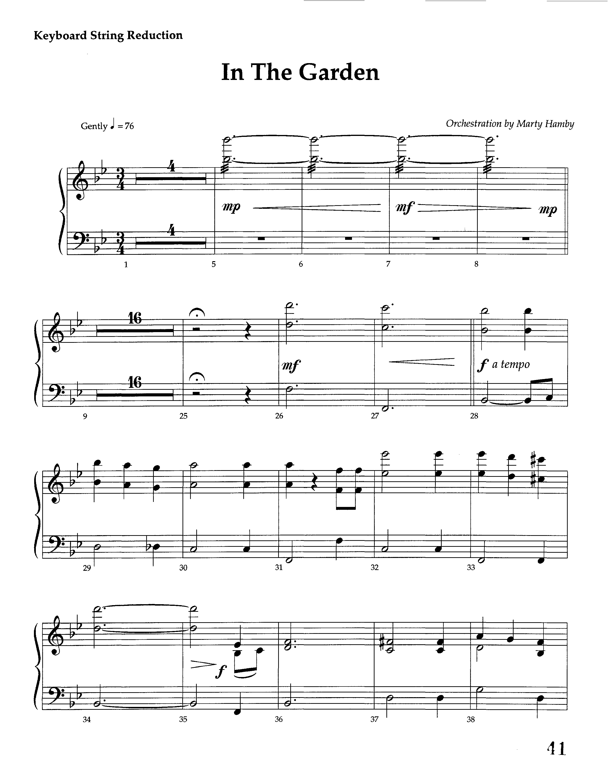 In The Garden (Instrumental) String Reduction (Lifeway Worship / Arr. Marty Hamby)