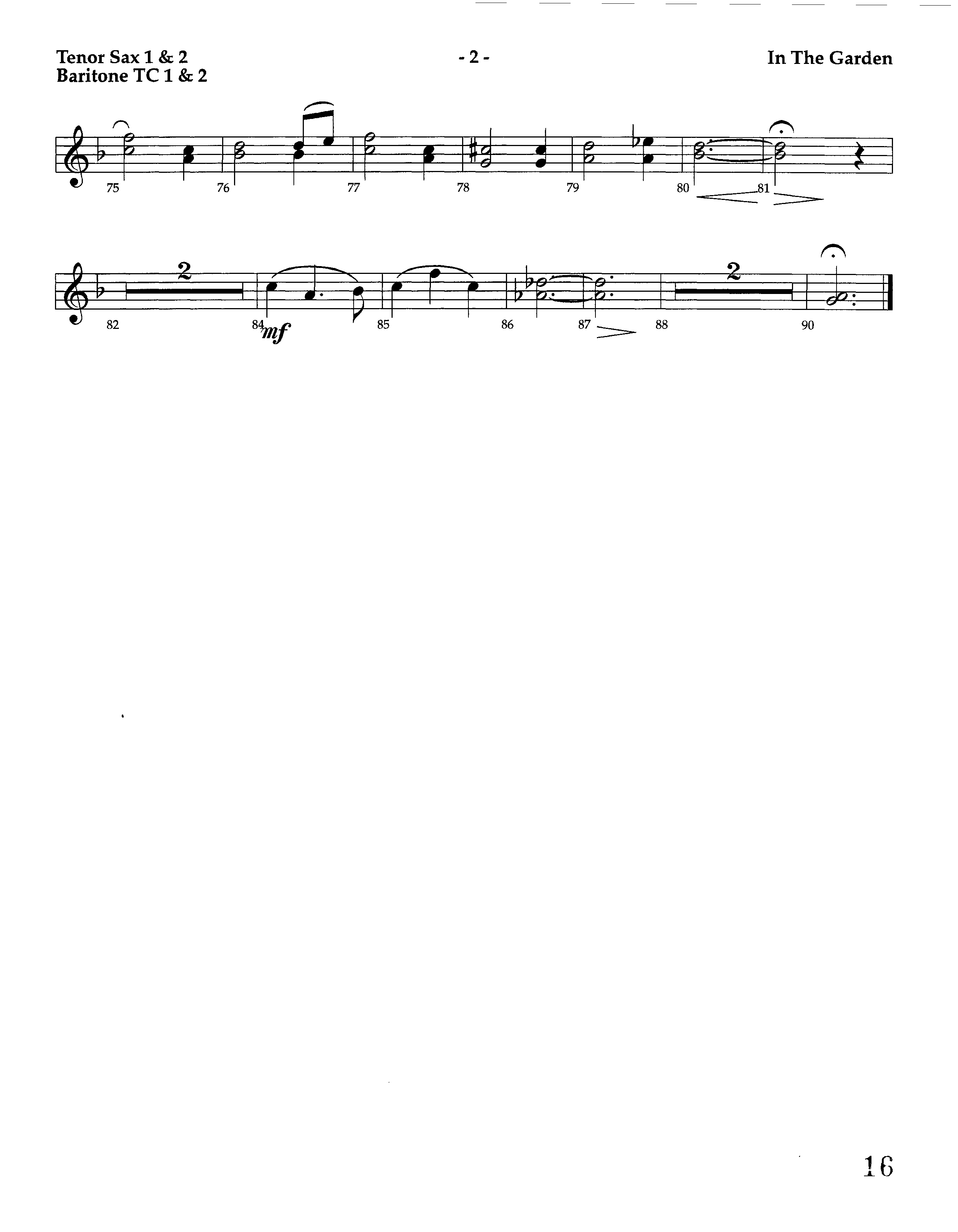 In The Garden (Instrumental) Tenor Sax/Baritone T.C. (Lifeway Worship / Arr. Marty Hamby)