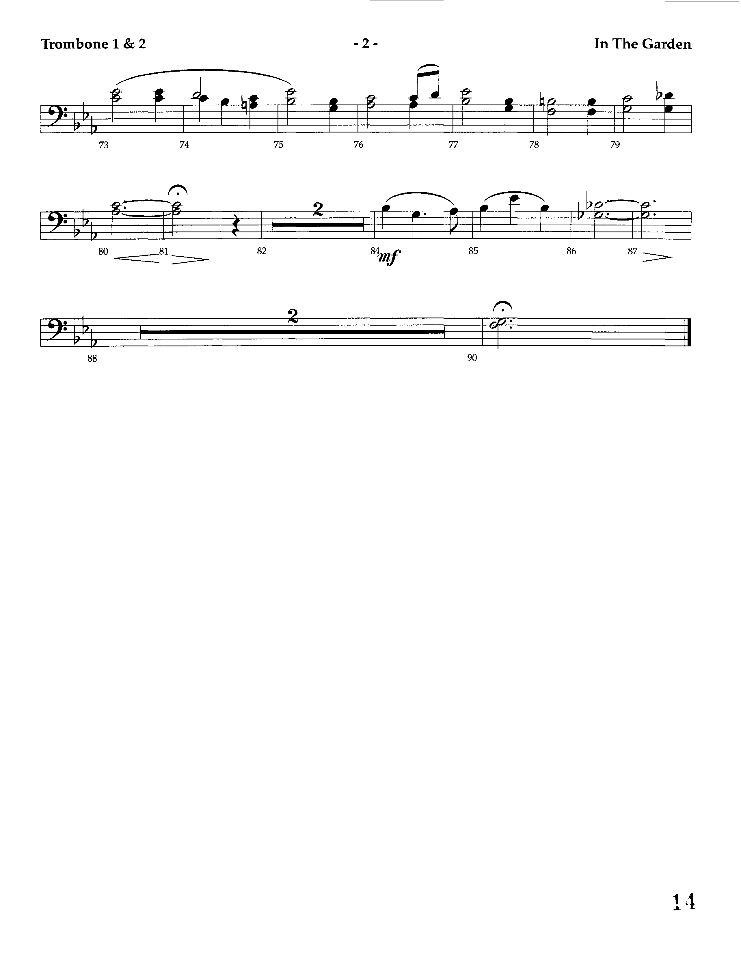 In The Garden (Instrumental) Trombone 1/2 (Lifeway Worship / Arr. Marty Hamby)