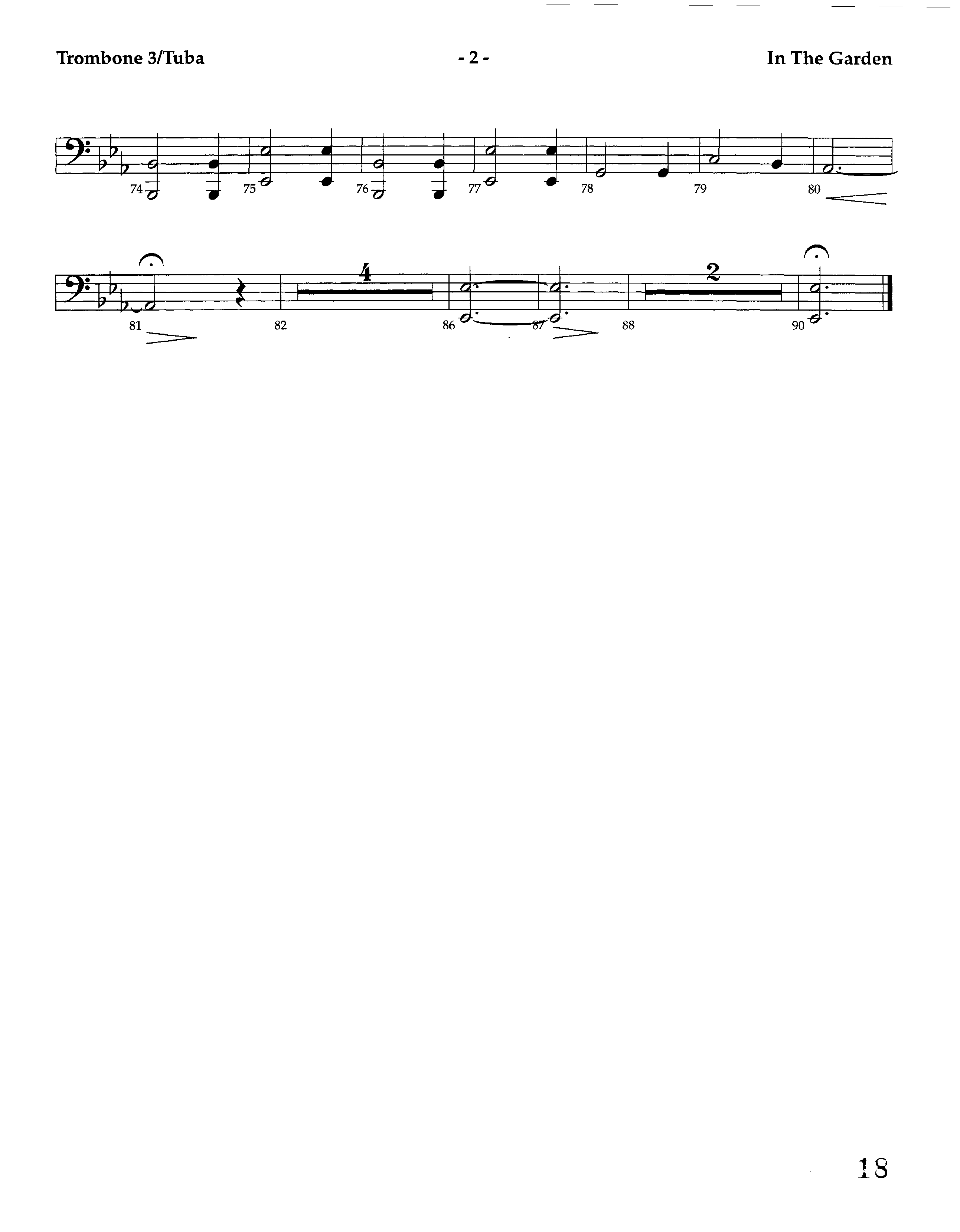 In The Garden (Instrumental) Trombone 3/Tuba (Lifeway Worship / Arr. Marty Hamby)