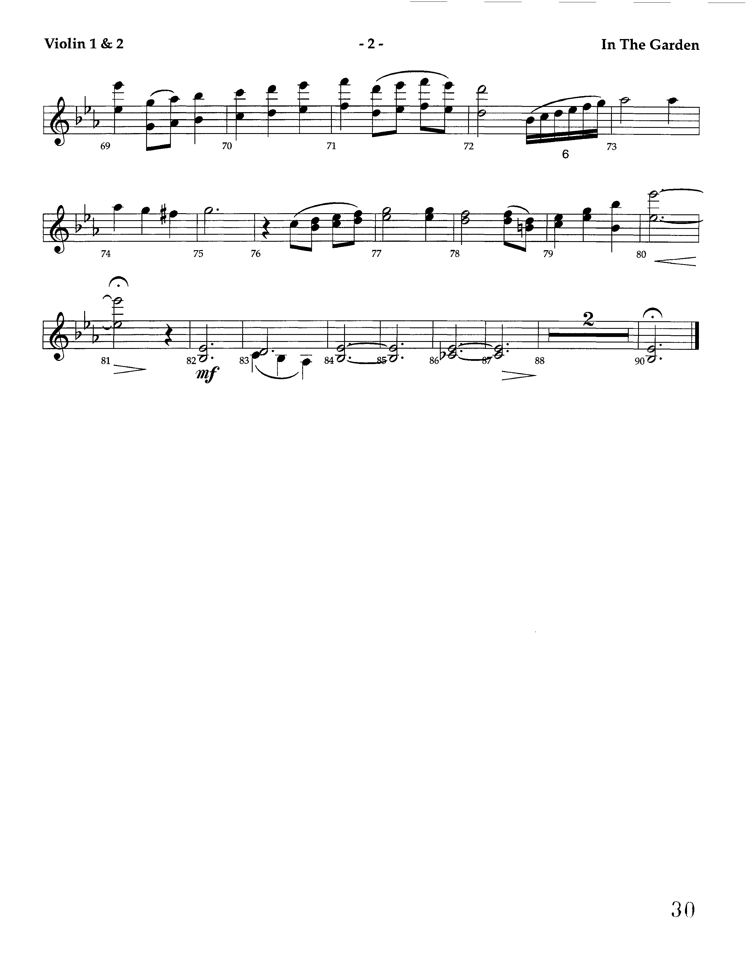 In The Garden (Instrumental) Violin 1/2 (Lifeway Worship / Arr. Marty Hamby)