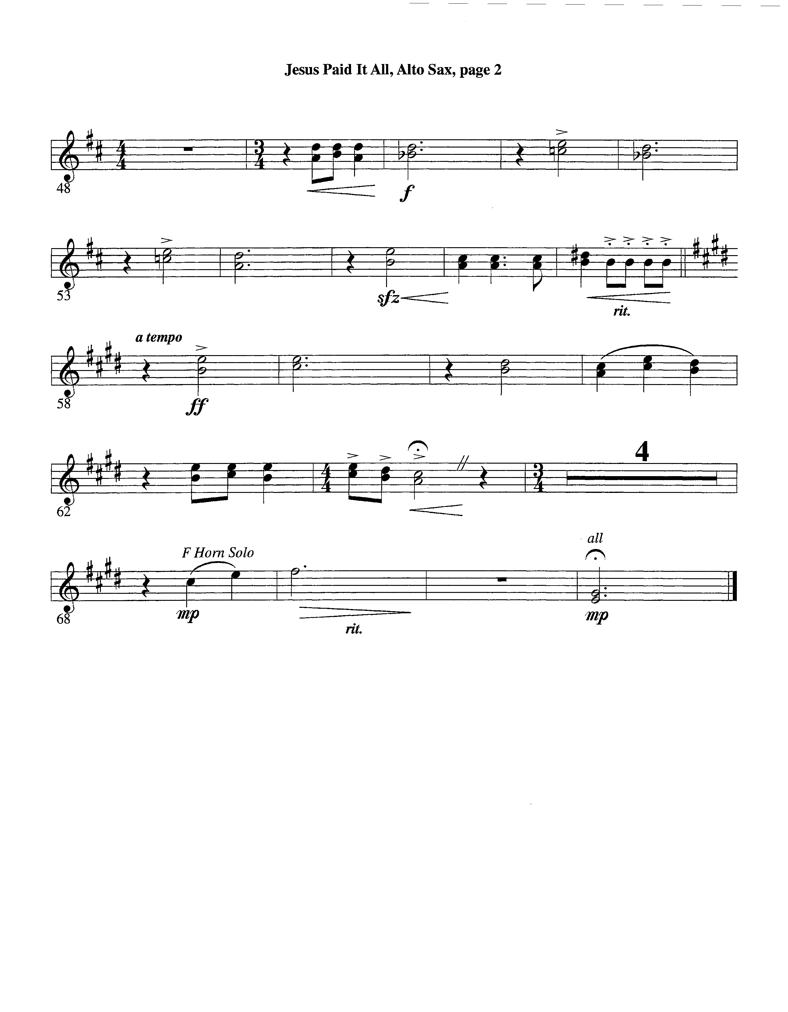 Jesus Paid It All (Instrumental) Alto Sax (Lifeway Worship / Arr. Tom Payne)