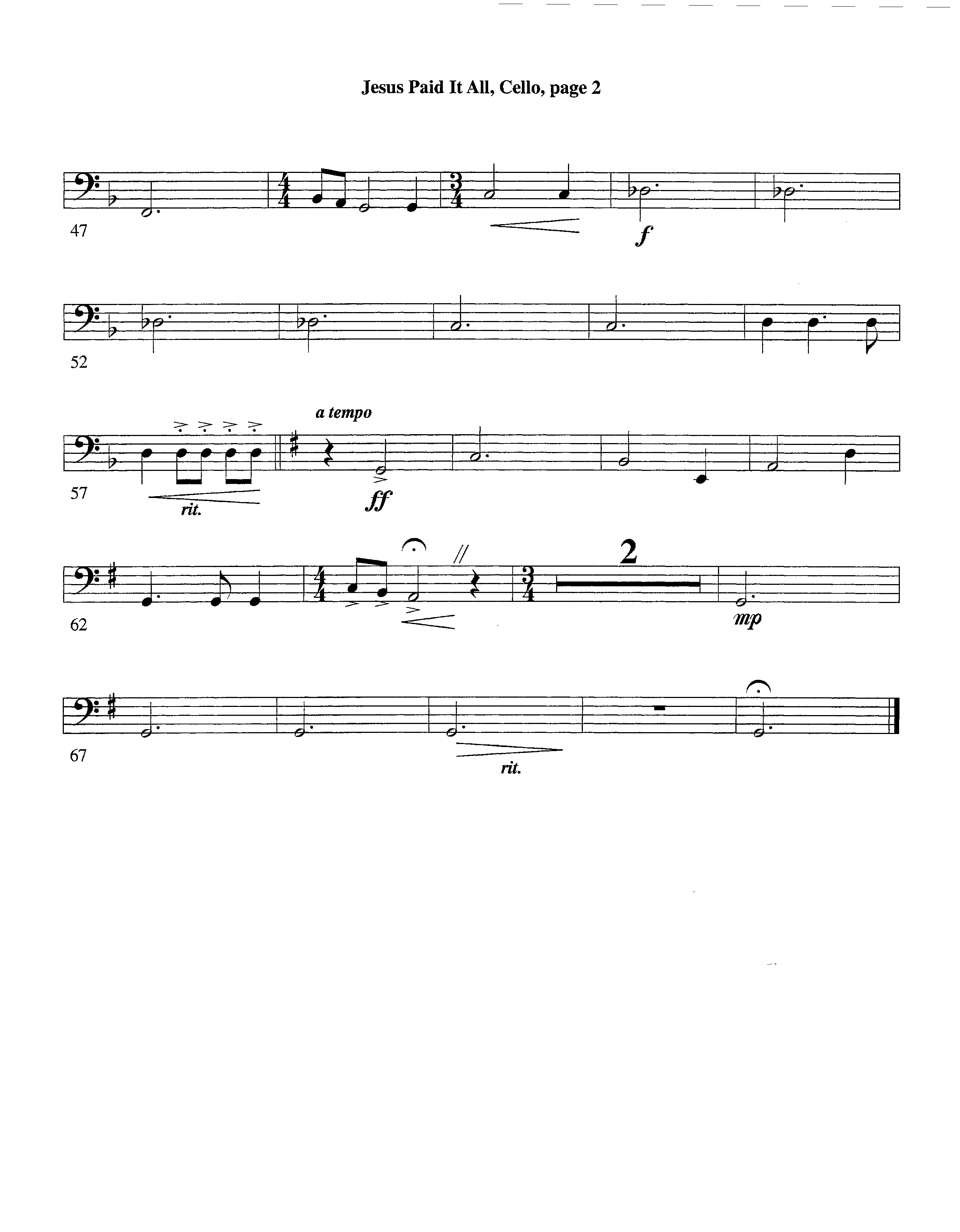 Jesus Paid It All (Instrumental) Cello (Lifeway Worship / Arr. Tom Payne)