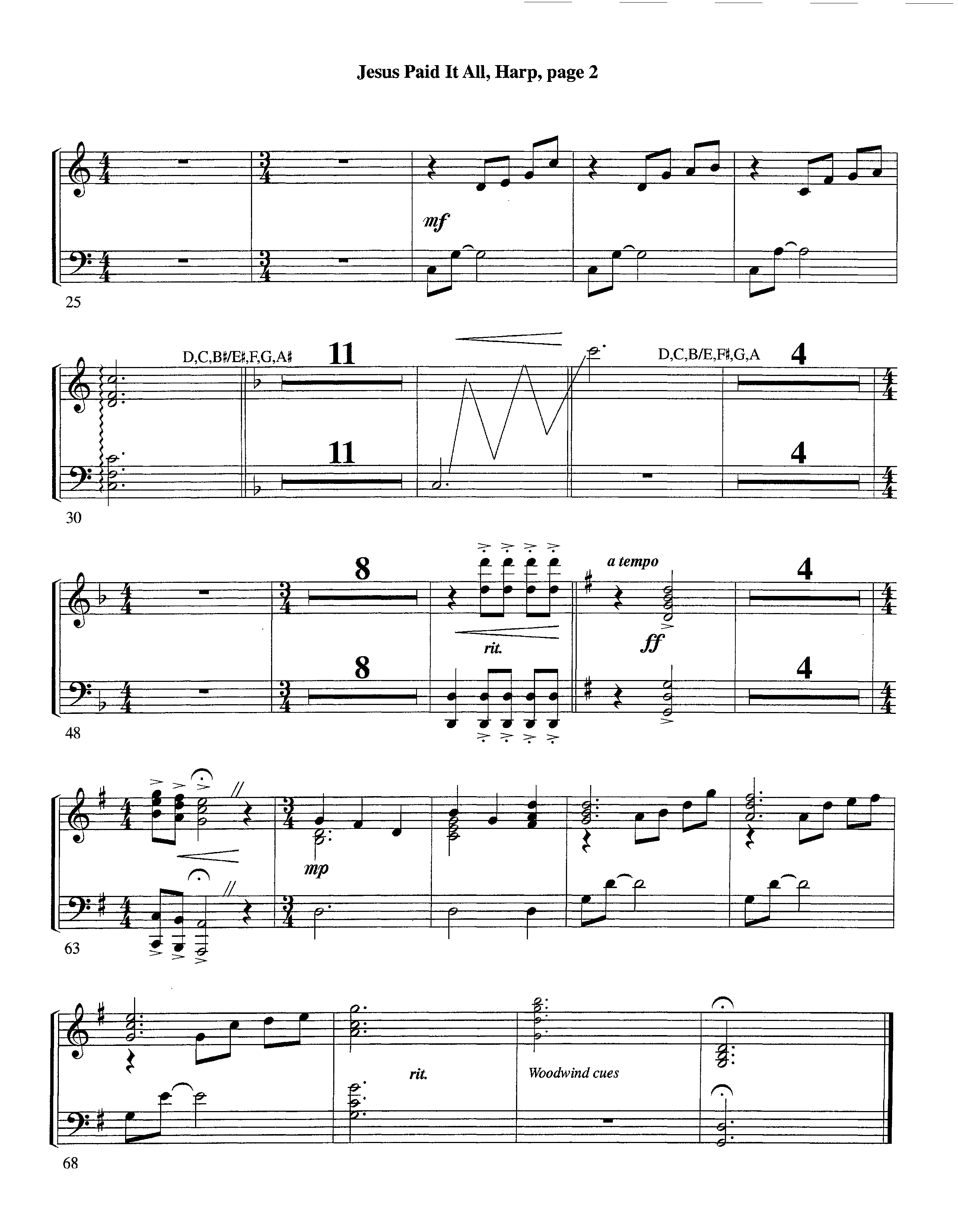 Jesus Paid It All (Instrumental) Harp (Lifeway Worship / Arr. Tom Payne)