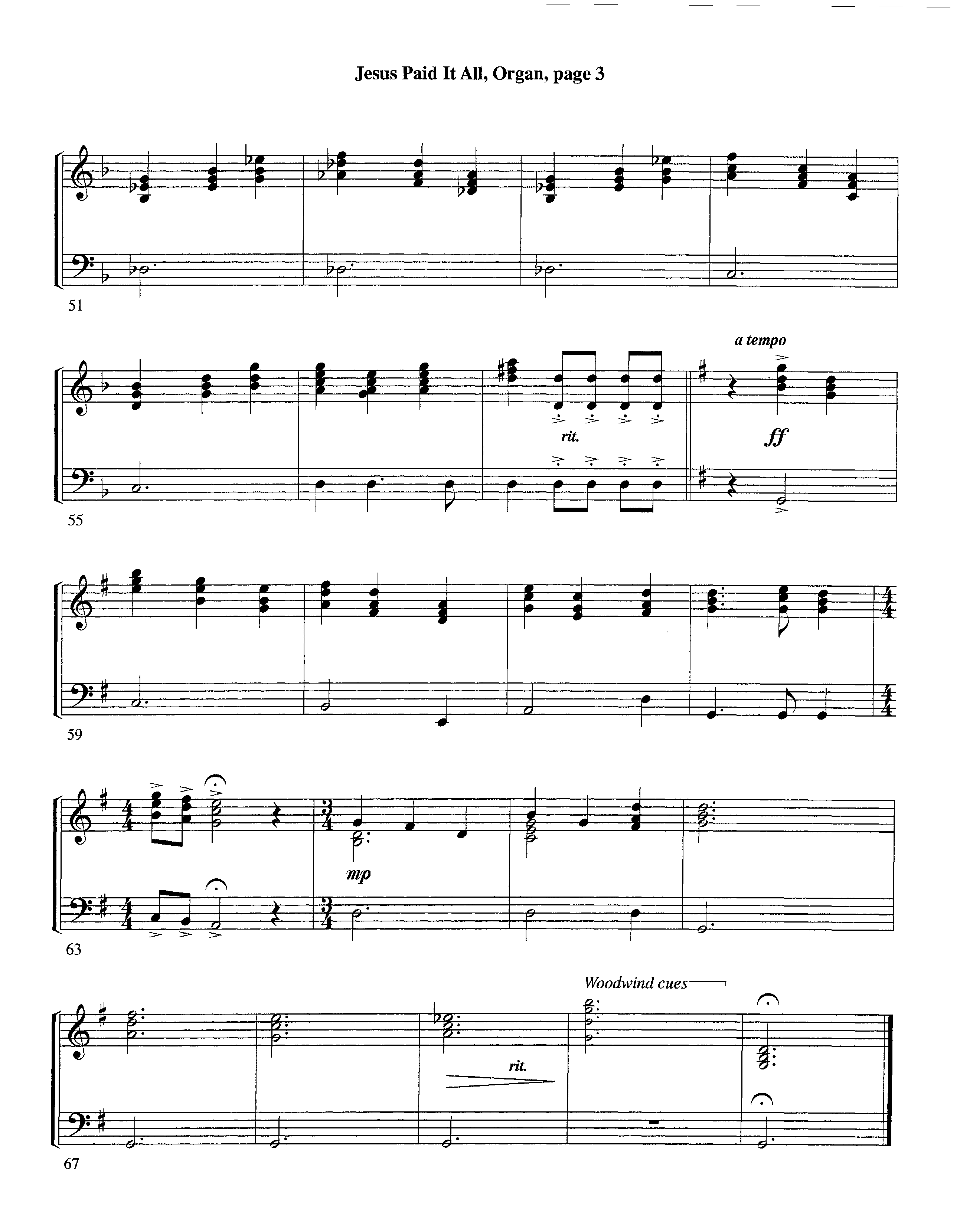 Jesus Paid It All (Instrumental) Organ (Lifeway Worship / Arr. Tom Payne)