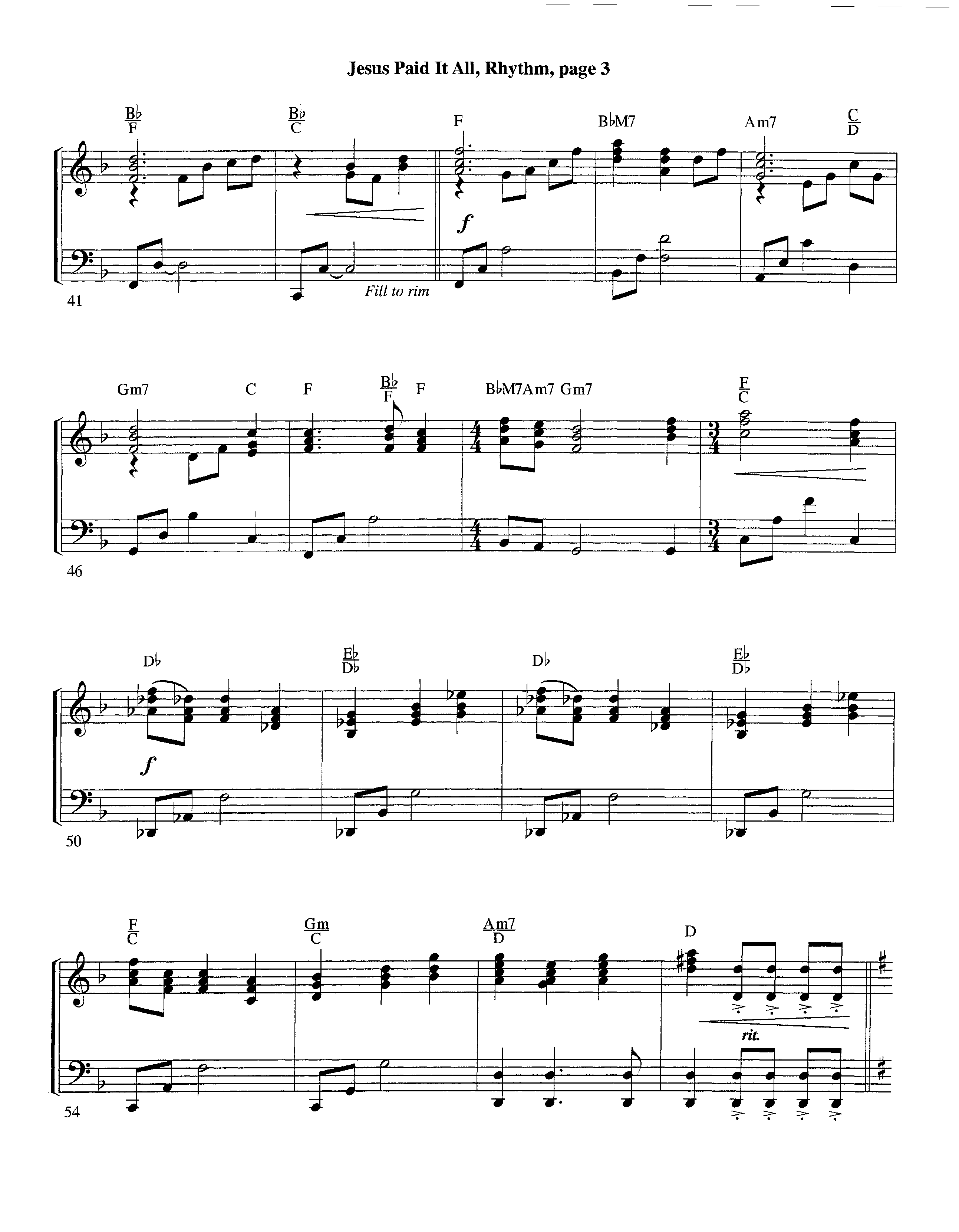 Jesus Paid It All (Instrumental) Rhythm Chart (Lifeway Worship / Arr. Tom Payne)