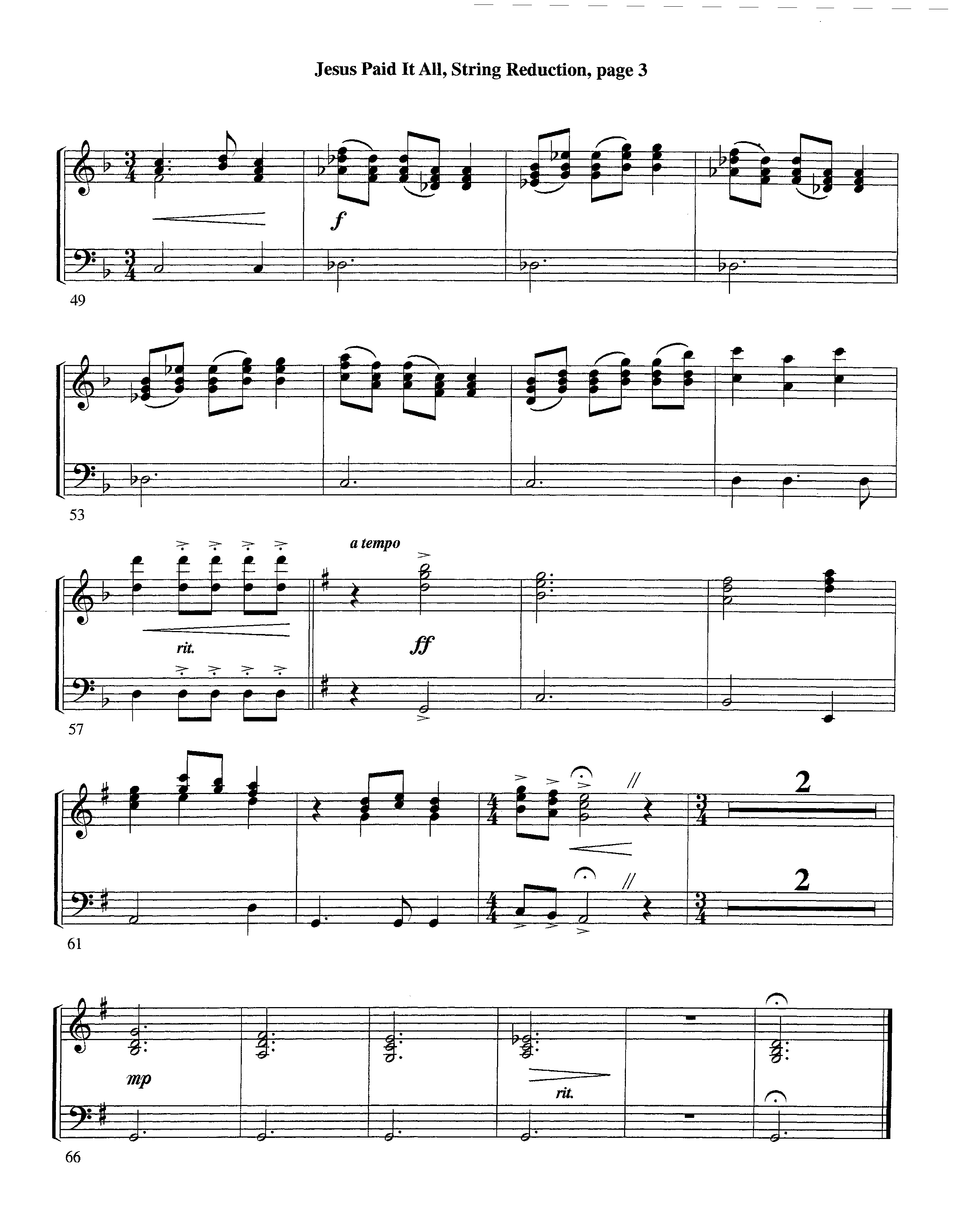 Jesus Paid It All (Instrumental) String Reduction (Lifeway Worship / Arr. Tom Payne)