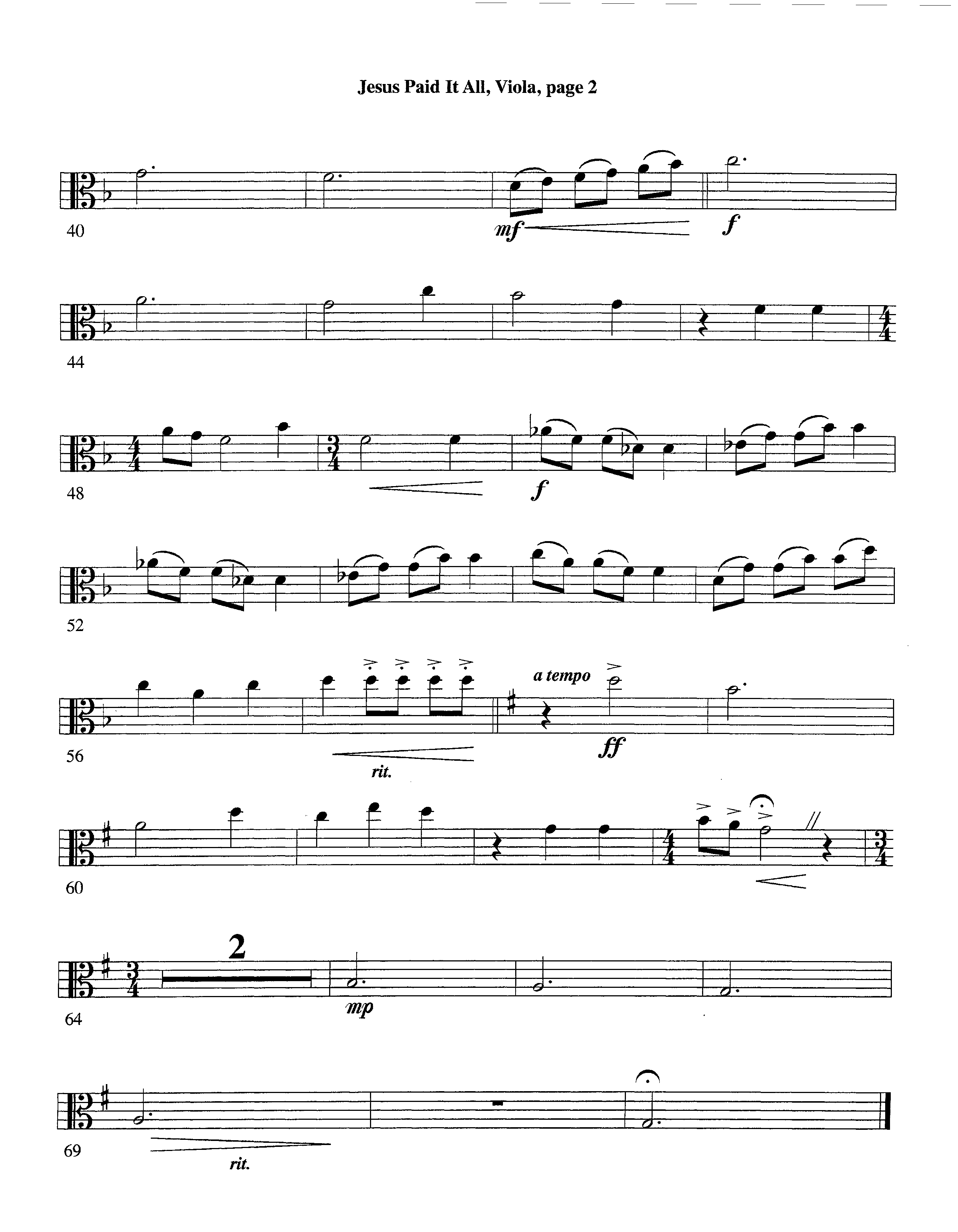 Jesus Paid It All (Instrumental) Viola (Lifeway Worship / Arr. Tom Payne)