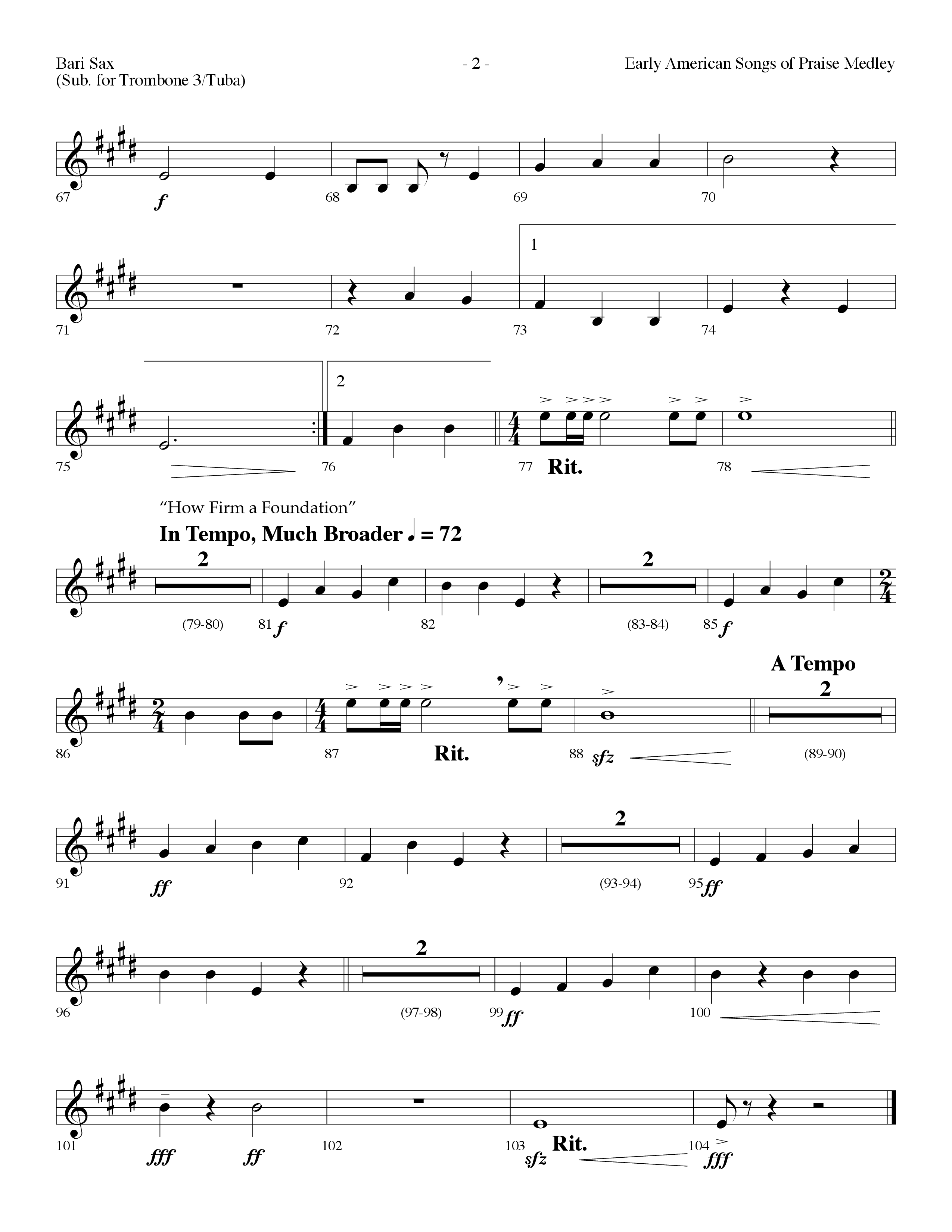 Early American Songs Of Praise Medley (with Shaker Hymn, Come Thou Fount Of Every Blessing, My Faith (Choral Anthem SATB) Bari Sax (Lifeway Choral / Arr. Dennis Allen)