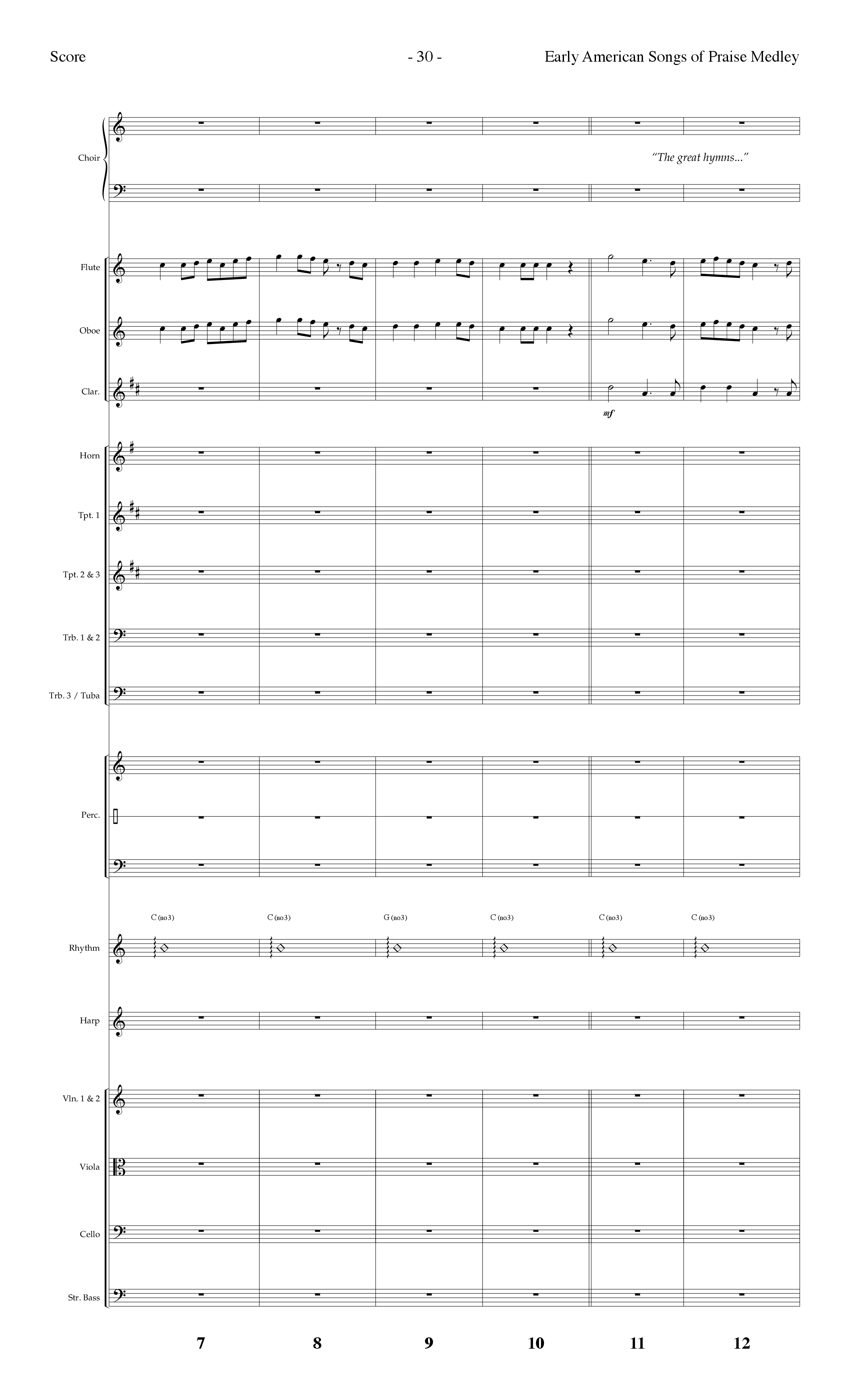 Early American Songs Of Praise Medley (with Shaker Hymn, Come Thou Fount Of Every Blessing, My Faith (Choral Anthem SATB) Orchestration (Lifeway Choral / Arr. Dennis Allen)