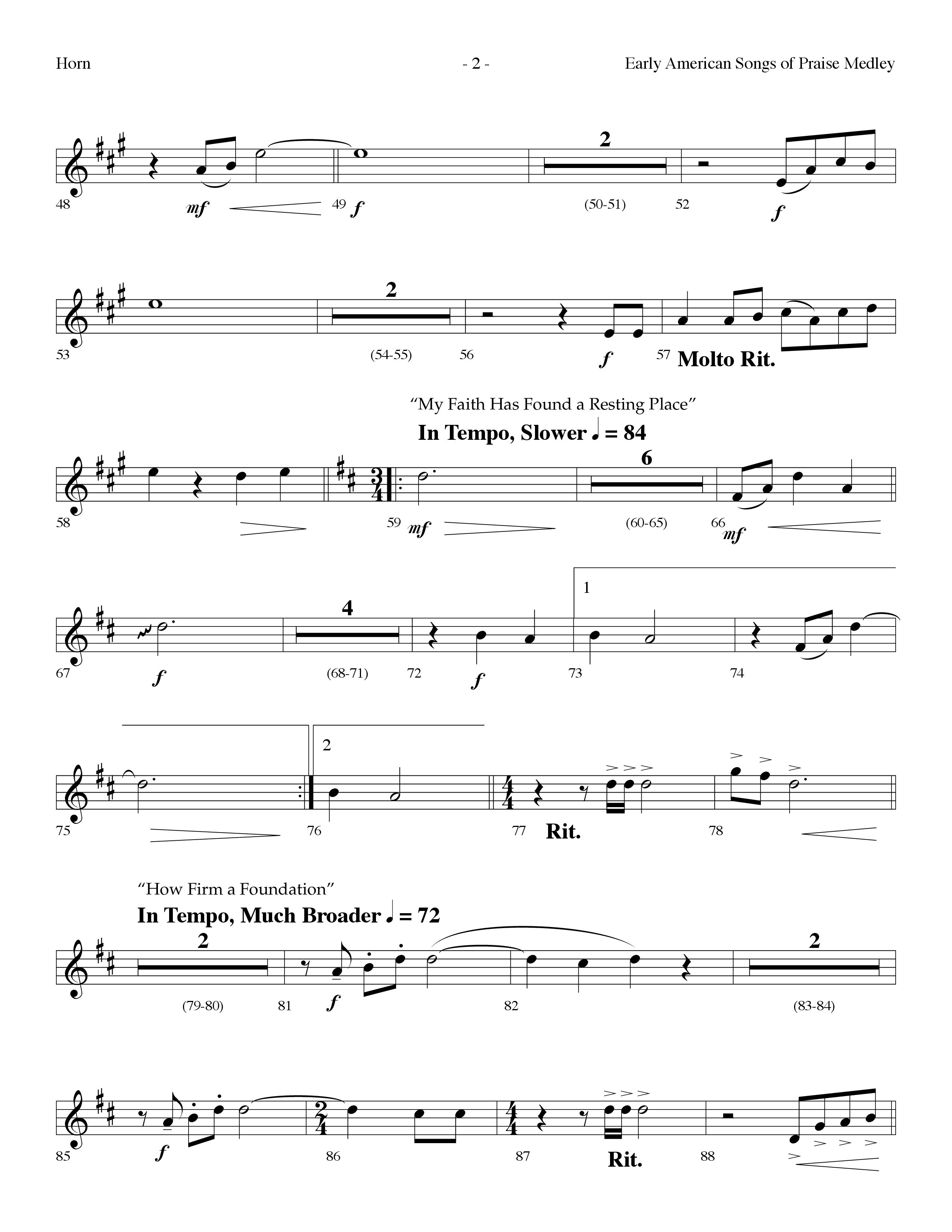 Early American Songs Of Praise Medley (with Shaker Hymn, Come Thou Fount Of Every Blessing, My Faith (Choral Anthem SATB) French Horn (Lifeway Choral / Arr. Dennis Allen)