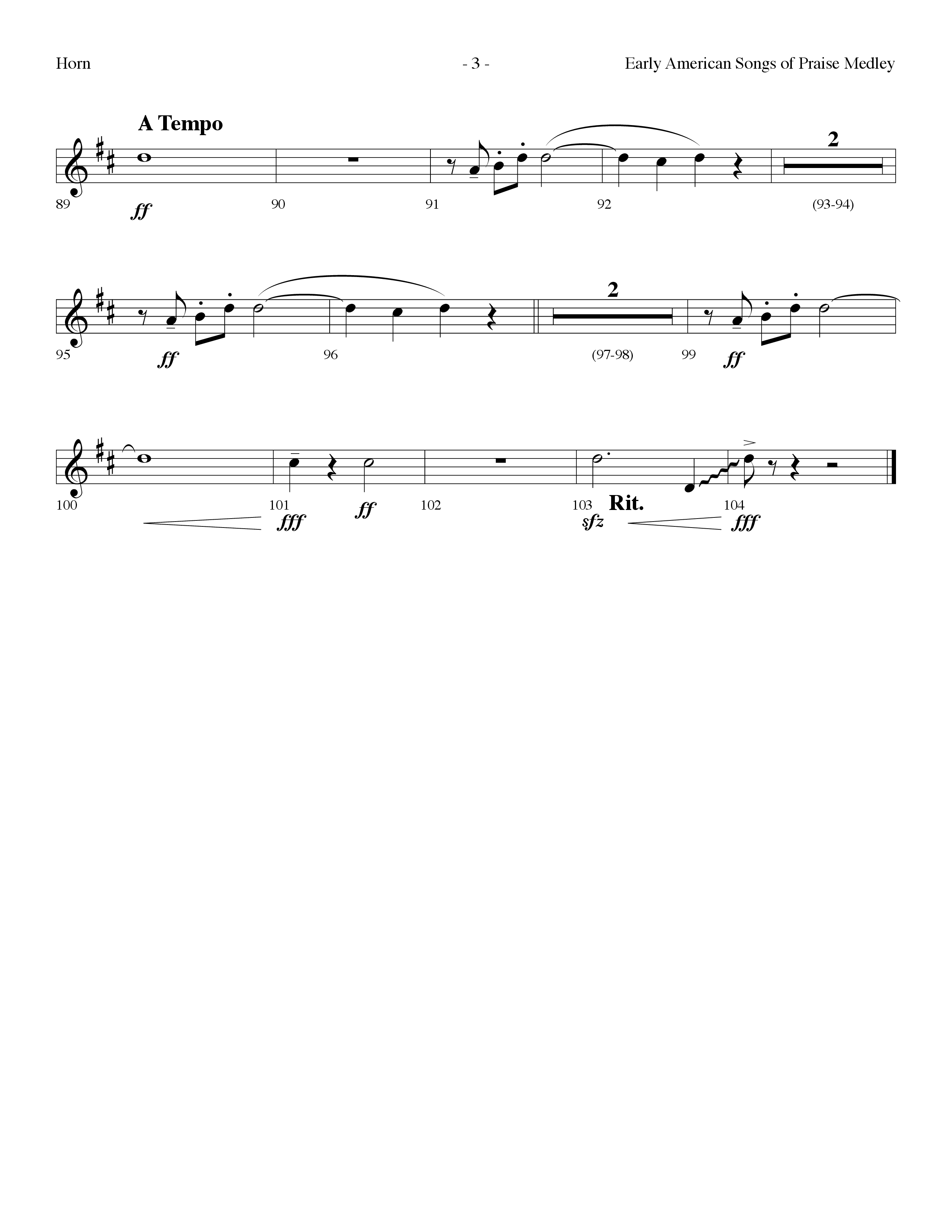 Early American Songs Of Praise Medley (with Shaker Hymn, Come Thou Fount Of Every Blessing, My Faith (Choral Anthem SATB) French Horn (Lifeway Choral / Arr. Dennis Allen)