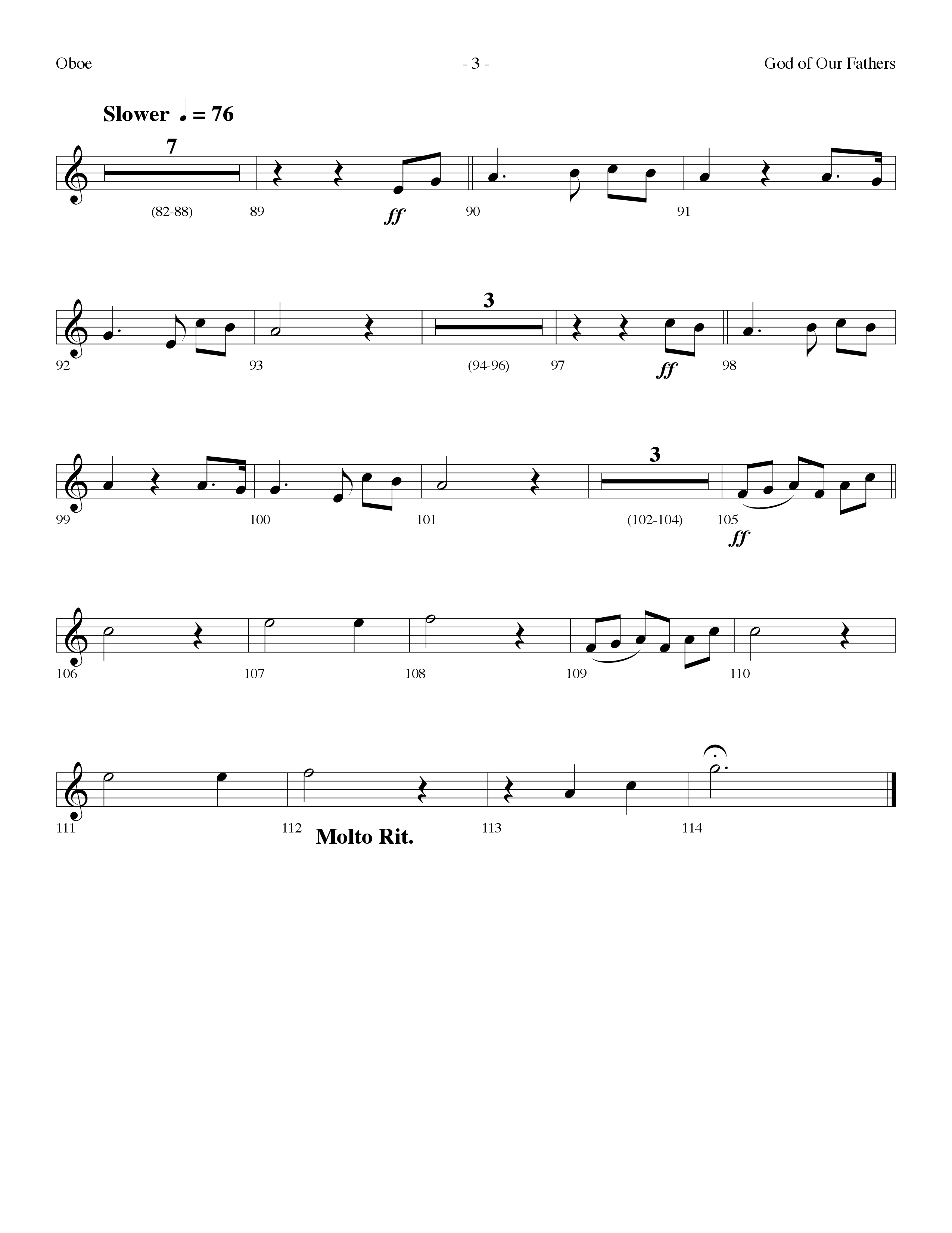 God Of Our Fathers (with Jesus Saves) (Choral Anthem SATB) Oboe (Lifeway Choral / Arr. Dennis Allen)