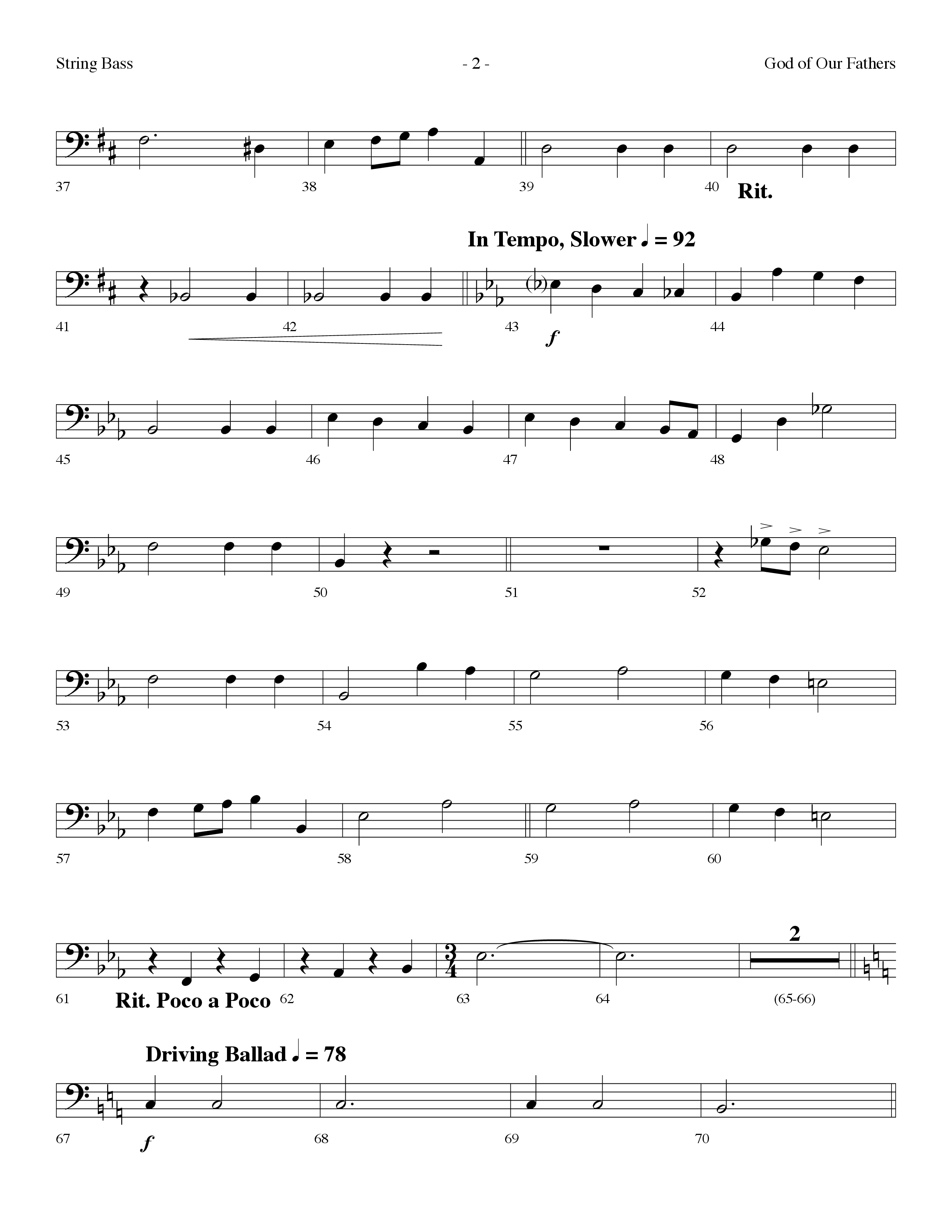 God Of Our Fathers (with Jesus Saves) (Choral Anthem SATB) String Bass (Lifeway Choral / Arr. Dennis Allen)