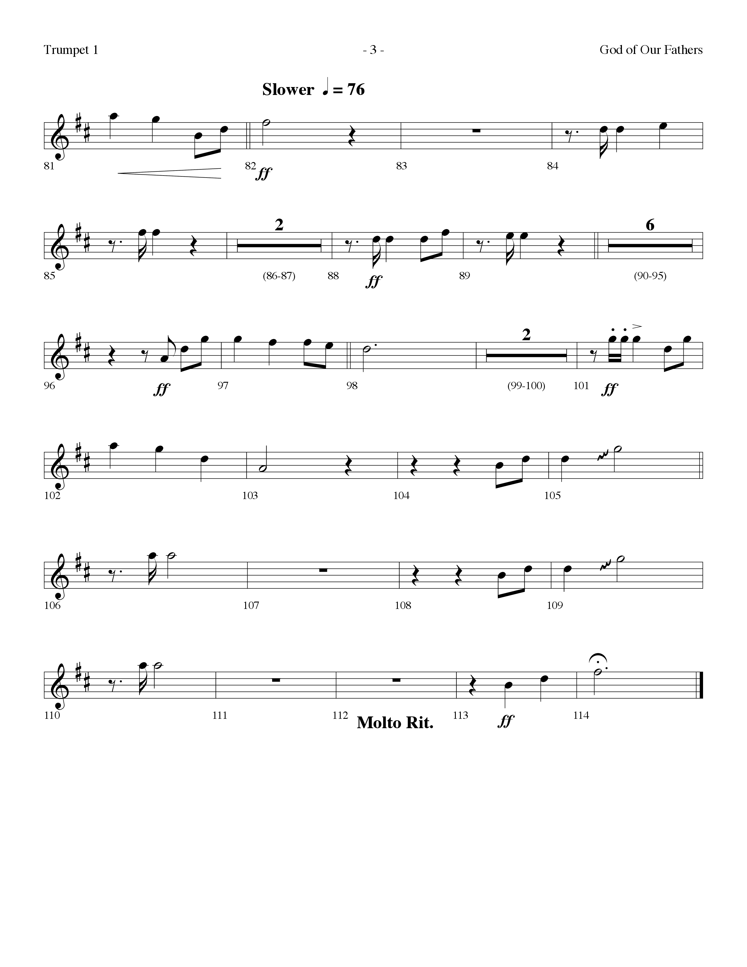 God Of Our Fathers (with Jesus Saves) (Choral Anthem SATB) Trumpet 1 (Lifeway Choral / Arr. Dennis Allen)