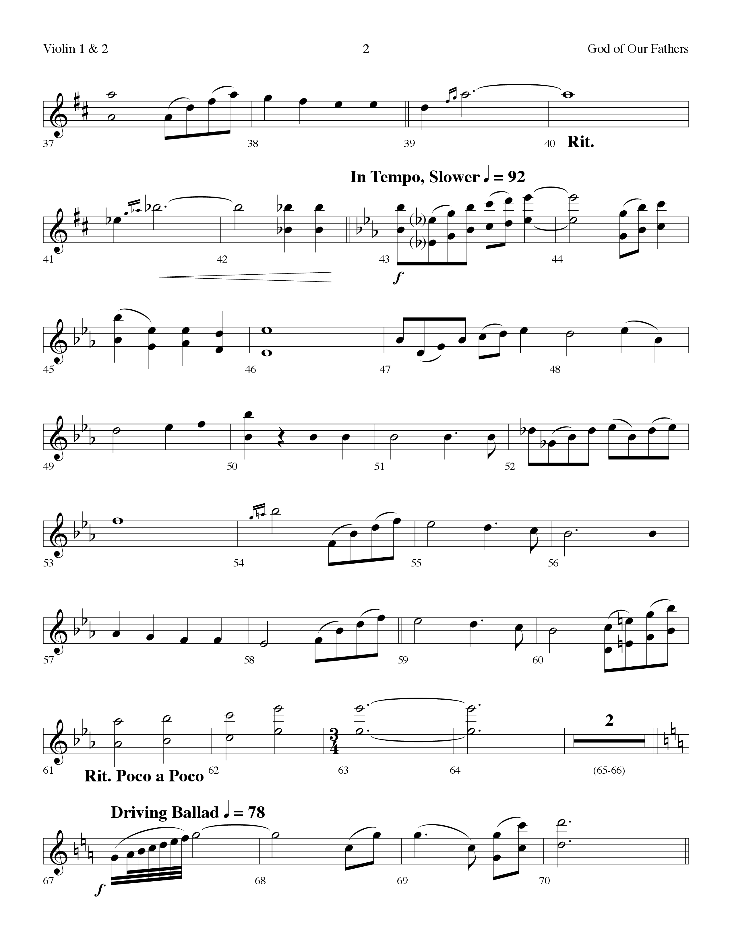 God Of Our Fathers (with Jesus Saves) (Choral Anthem SATB) Violin 1/2 (Lifeway Choral / Arr. Dennis Allen)