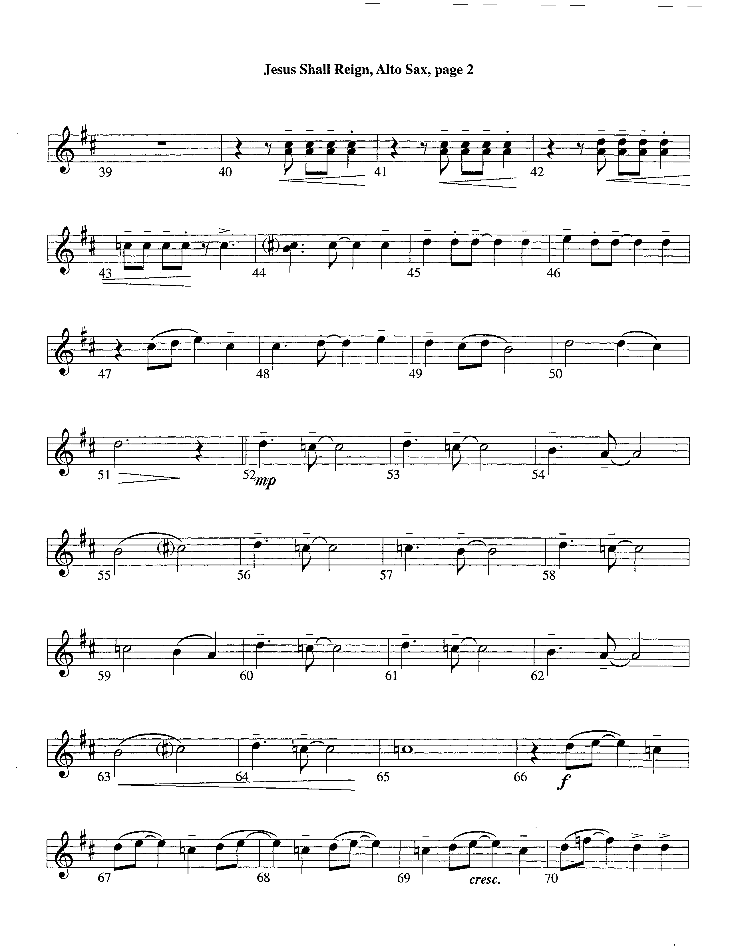 Jesus Shall Reign (Instrumental) Alto Sax 1/2 (Lifeway Worship / Arr. Steve Dunn)