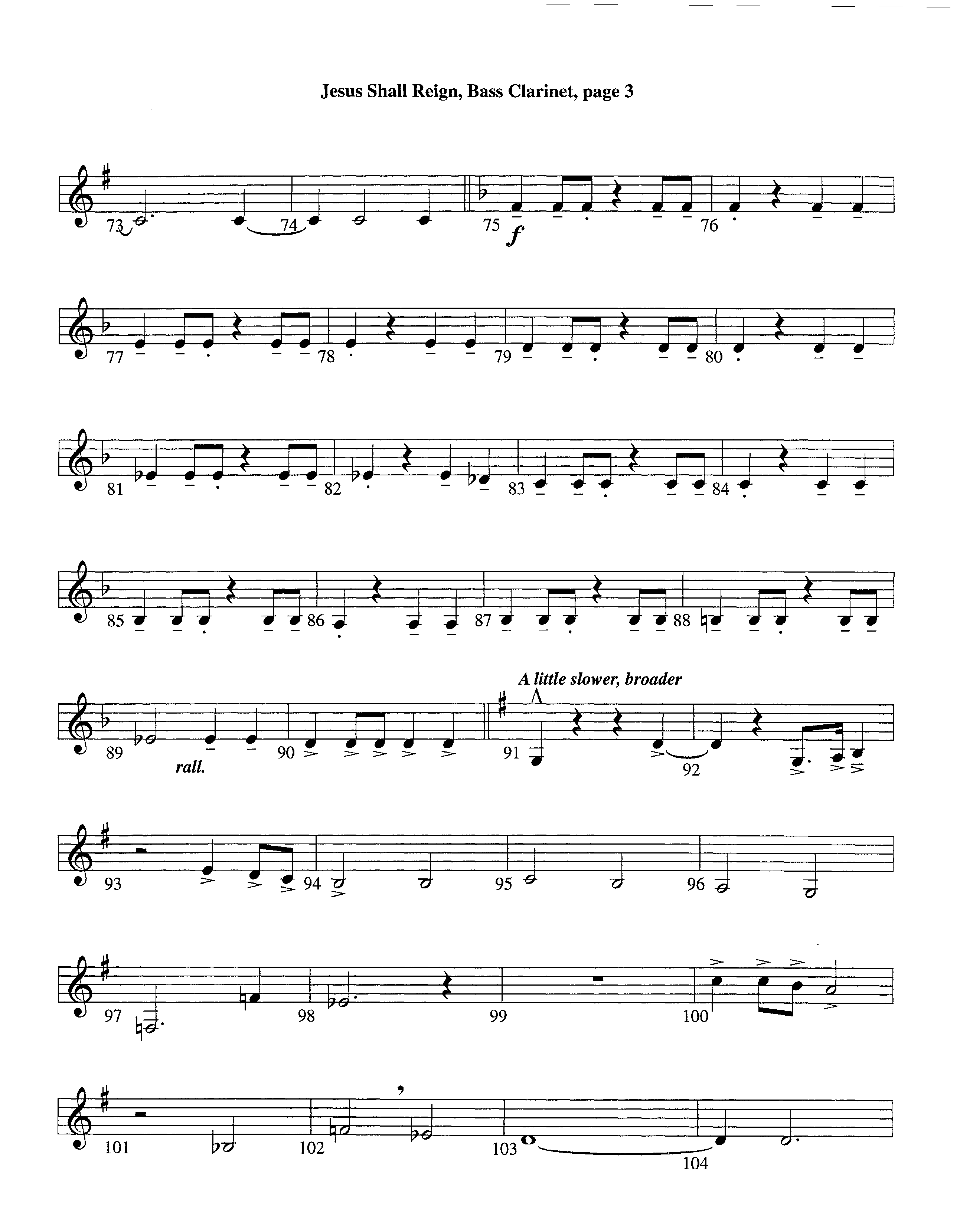 Jesus Shall Reign (Instrumental) Bass Clarinet (Lifeway Worship / Arr. Steve Dunn)