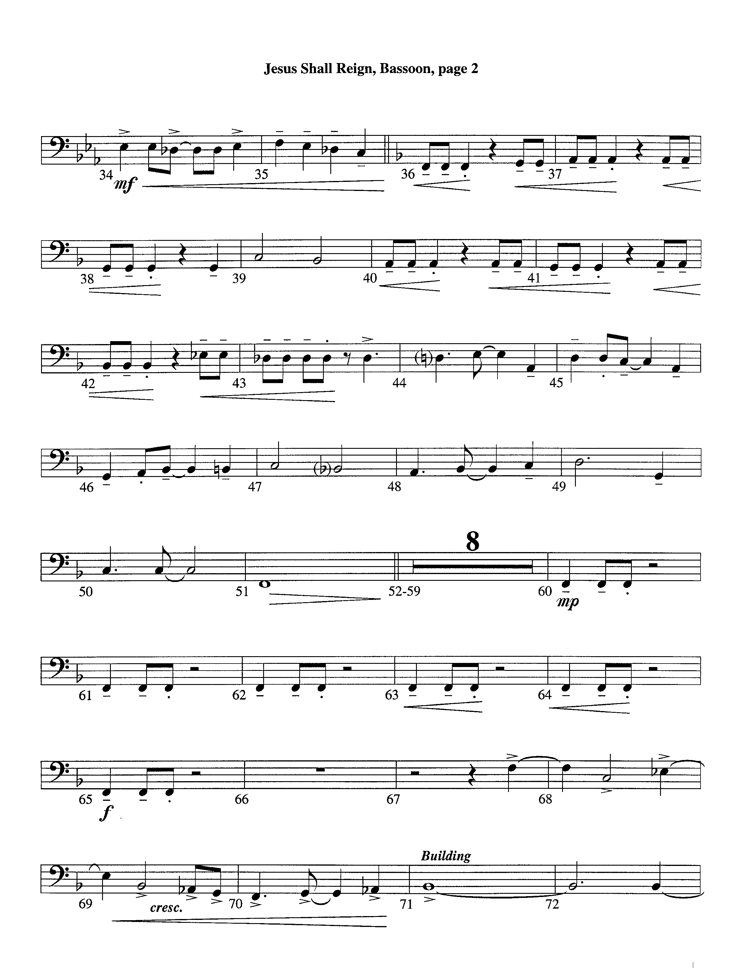 Jesus Shall Reign (Instrumental) Bassoon (Lifeway Worship / Arr. Steve Dunn)