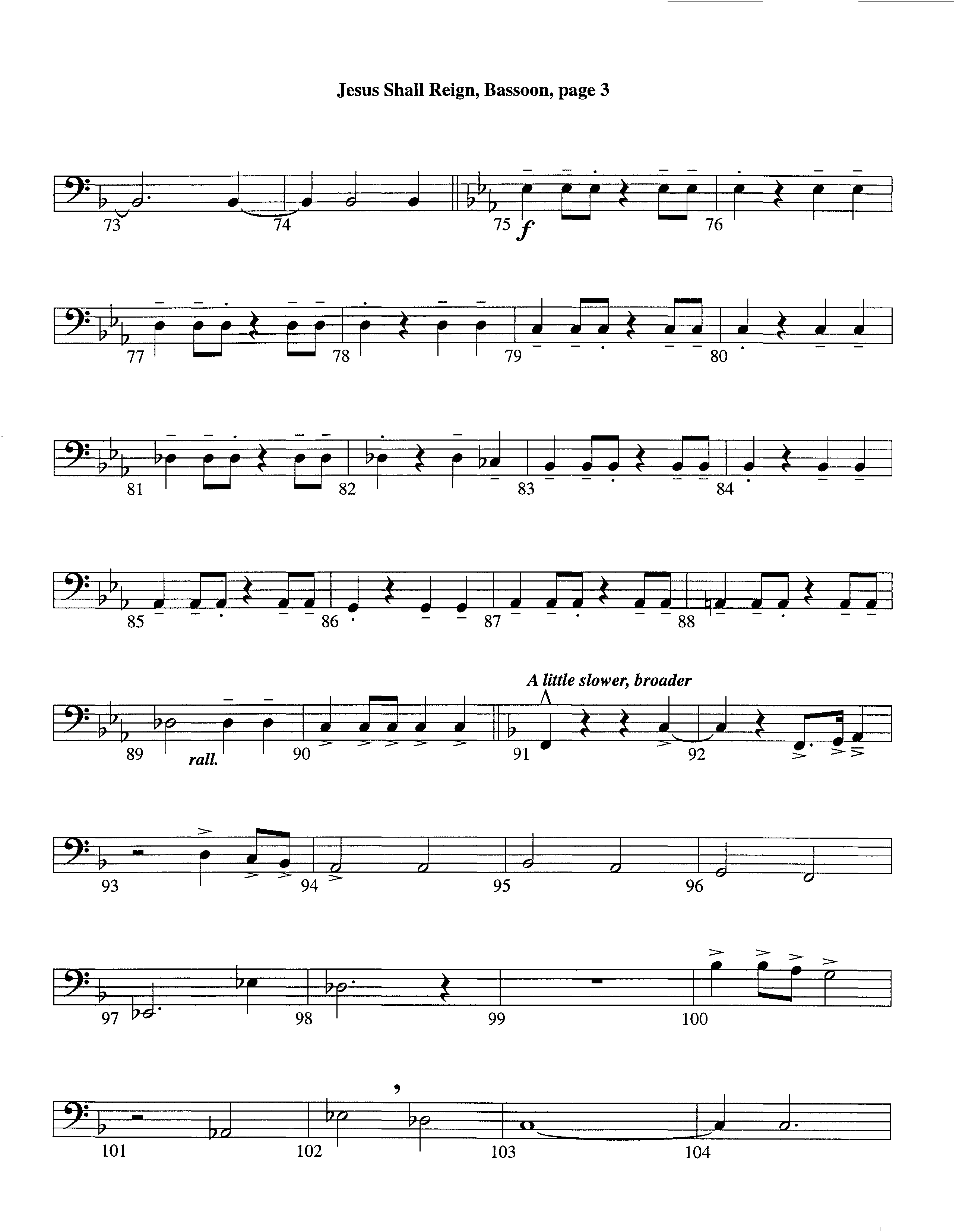 Jesus Shall Reign (Instrumental) Bassoon (Lifeway Worship / Arr. Steve Dunn)