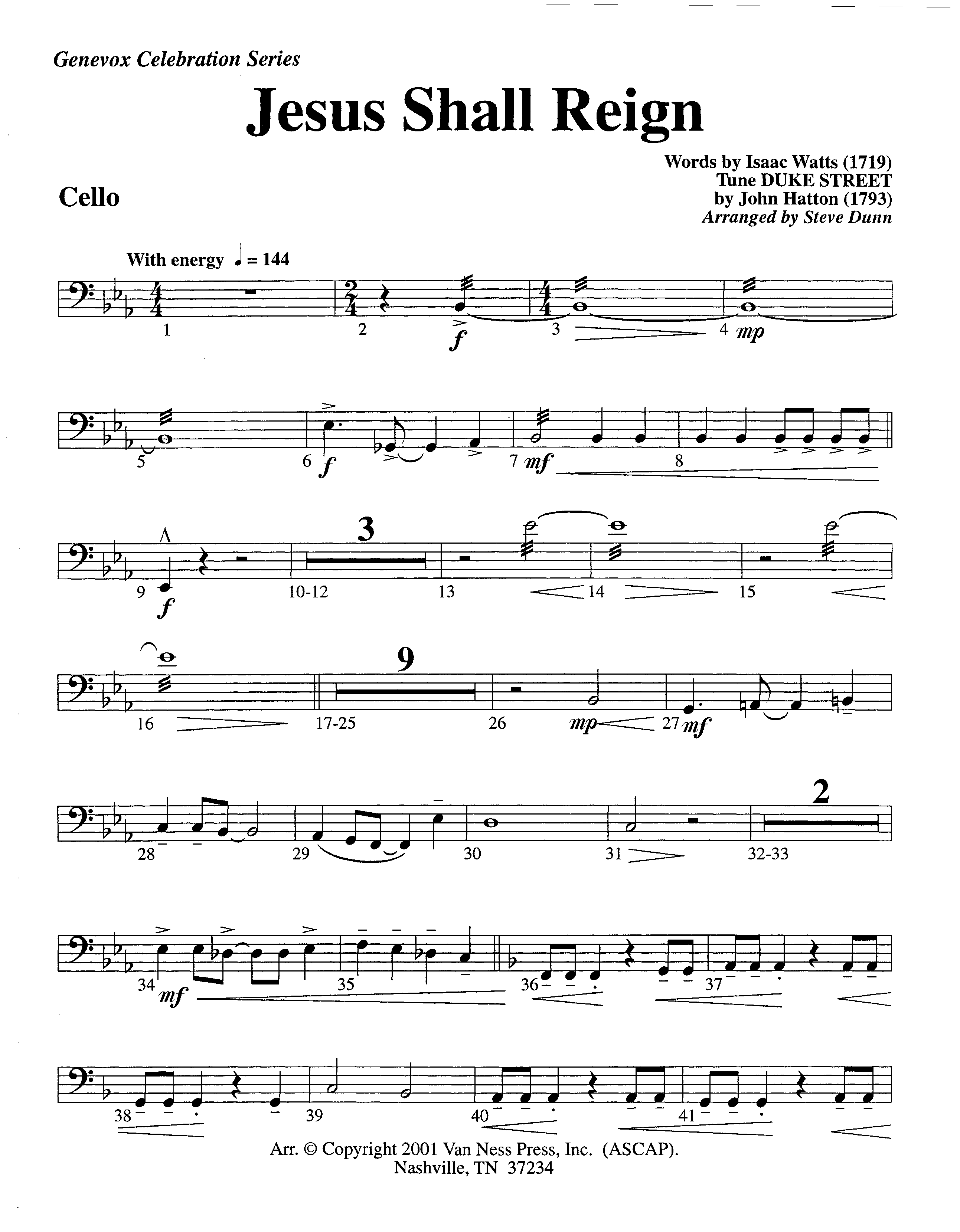 Jesus Shall Reign (Instrumental) Cello (Lifeway Worship / Arr. Steve Dunn)