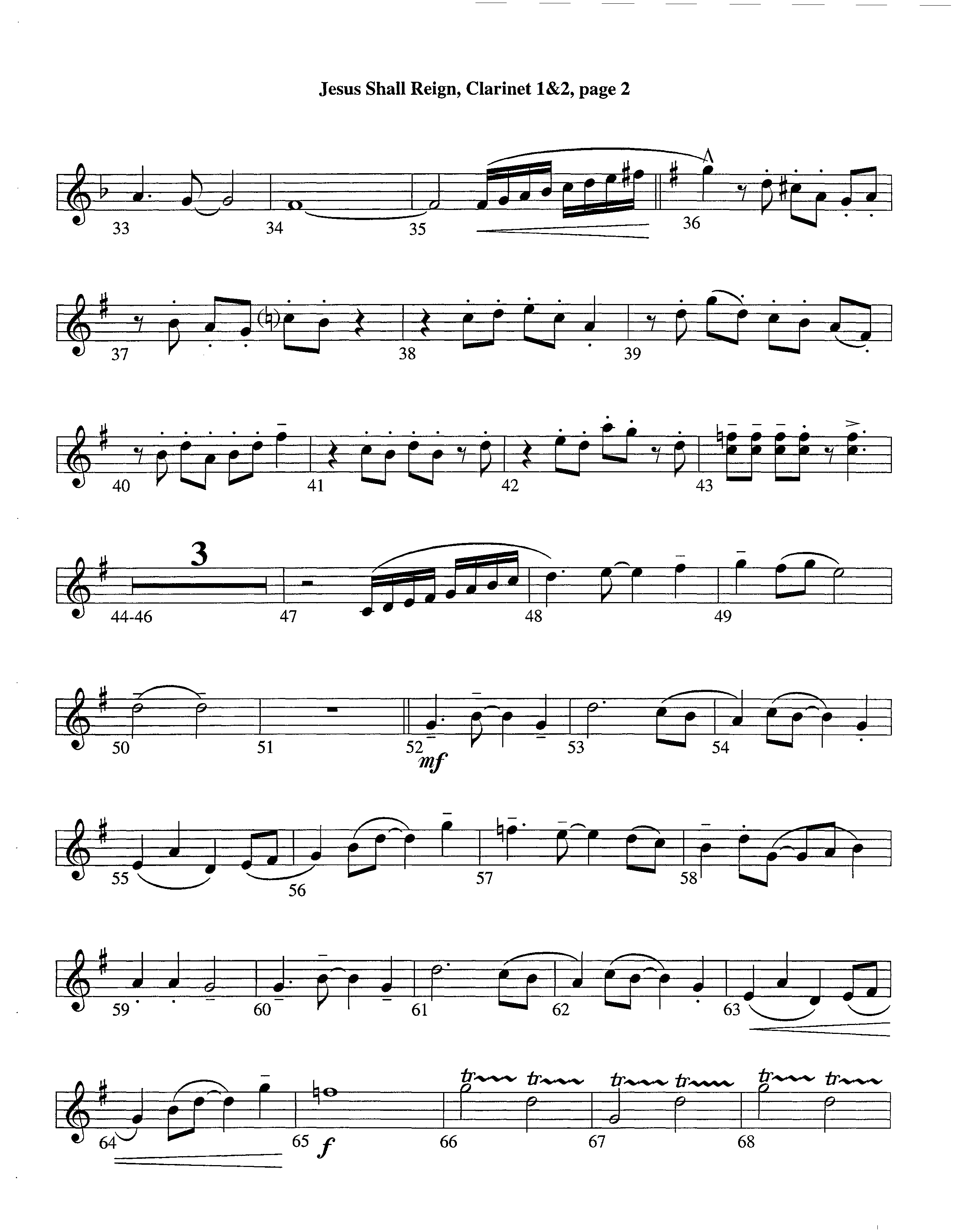 Jesus Shall Reign (Instrumental) Clarinet 1/2 (Lifeway Worship / Arr. Steve Dunn)