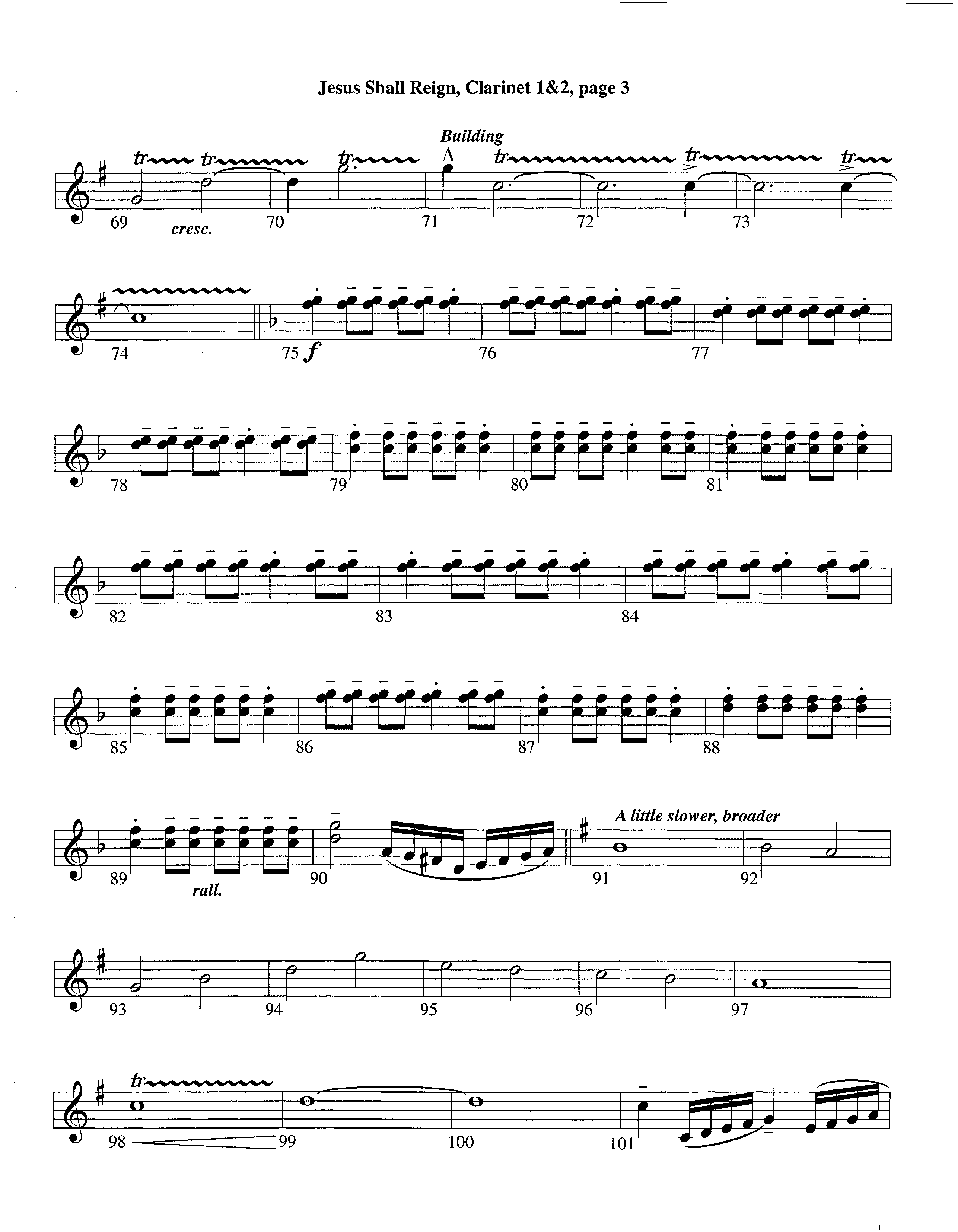 Jesus Shall Reign (Instrumental) Clarinet 1/2 (Lifeway Worship / Arr. Steve Dunn)