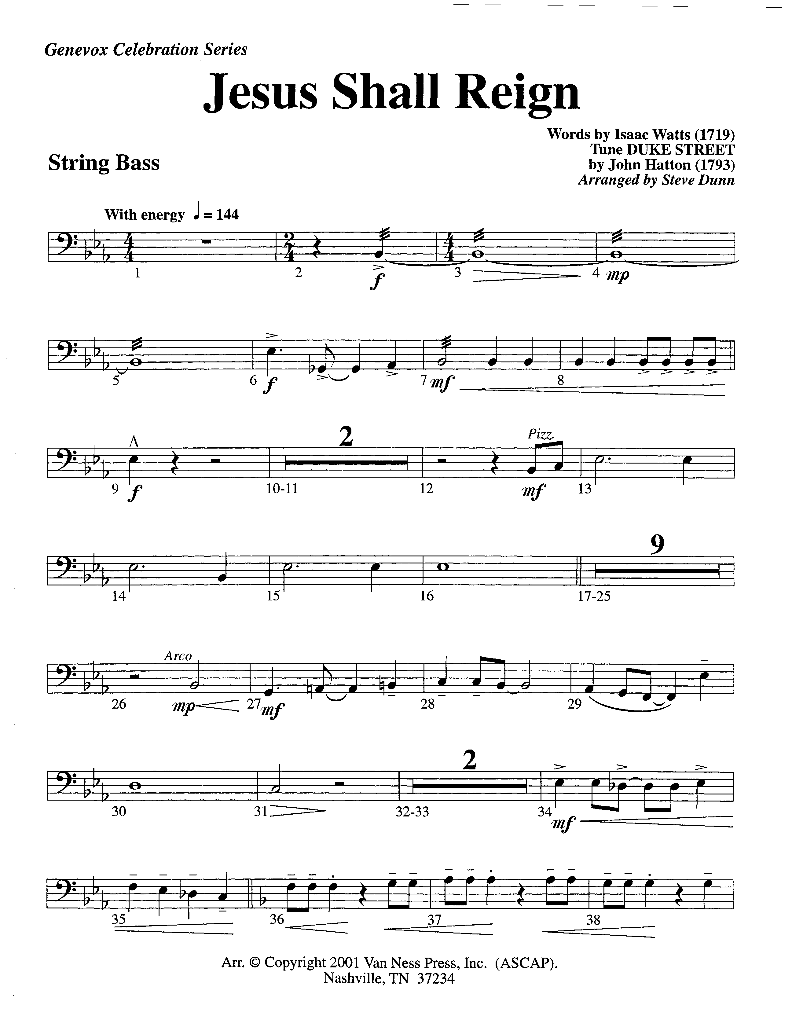 Jesus Shall Reign (Instrumental) Double Bass (Lifeway Worship / Arr. Steve Dunn)