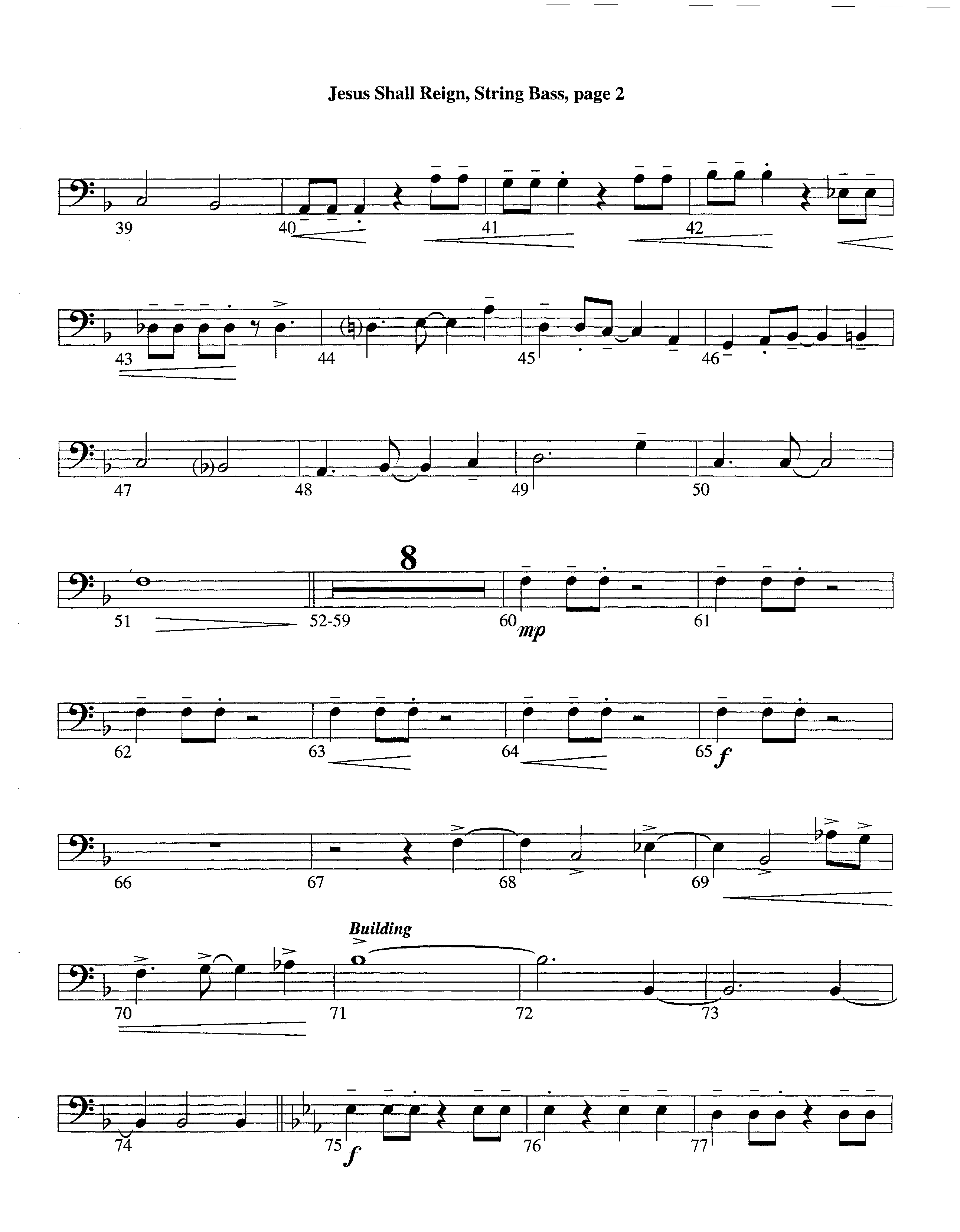 Jesus Shall Reign (Instrumental) Double Bass (Lifeway Worship / Arr. Steve Dunn)
