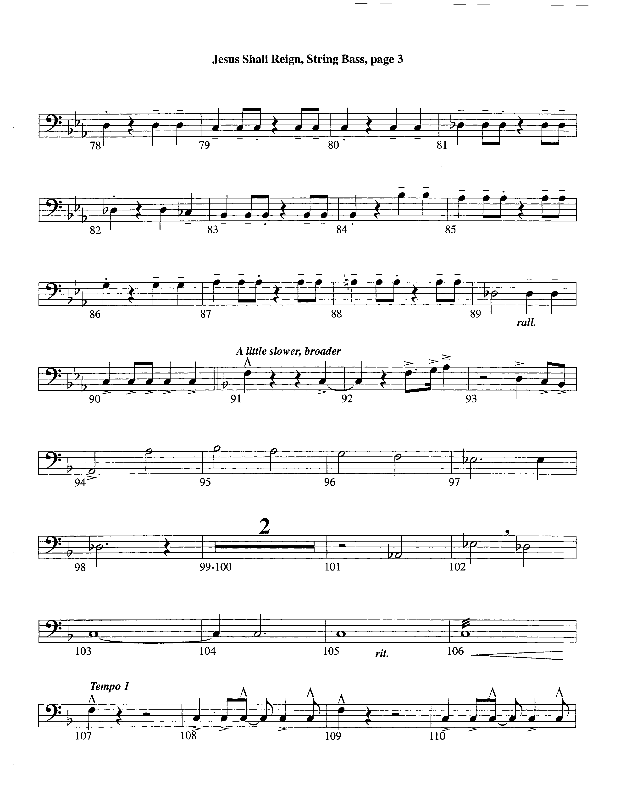 Jesus Shall Reign (Instrumental) Double Bass (Lifeway Worship / Arr. Steve Dunn)