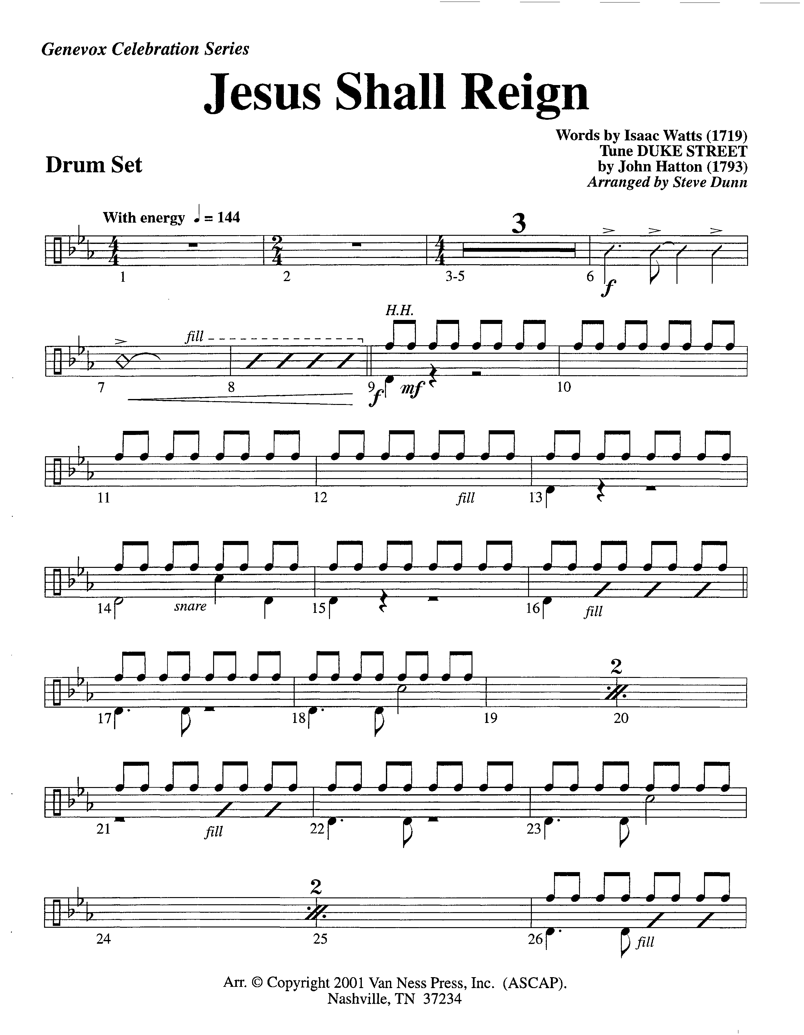 Jesus Shall Reign (Instrumental) Drum Set (Lifeway Worship / Arr. Steve Dunn)