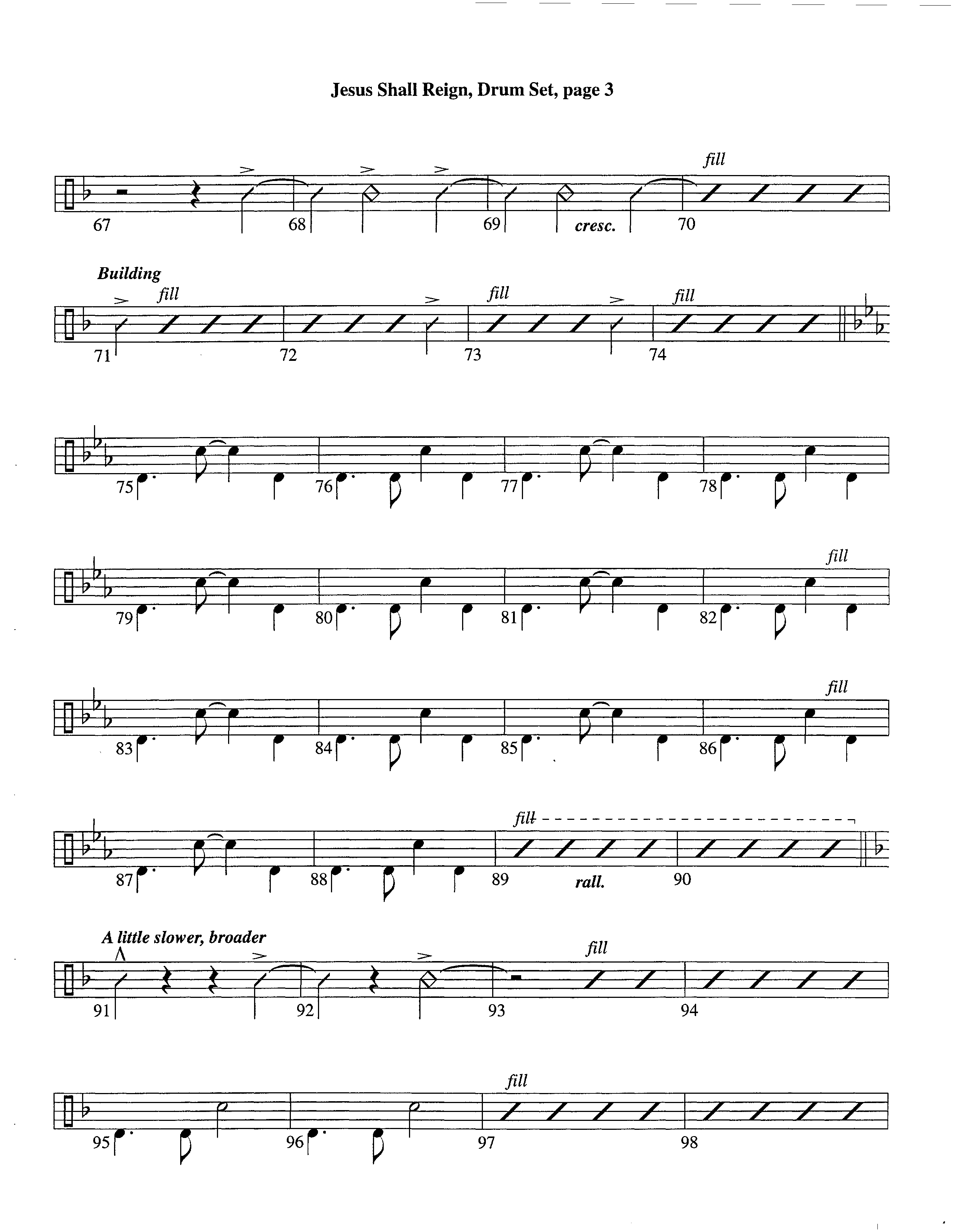 Jesus Shall Reign (Instrumental) Drum Set (Lifeway Worship / Arr. Steve Dunn)