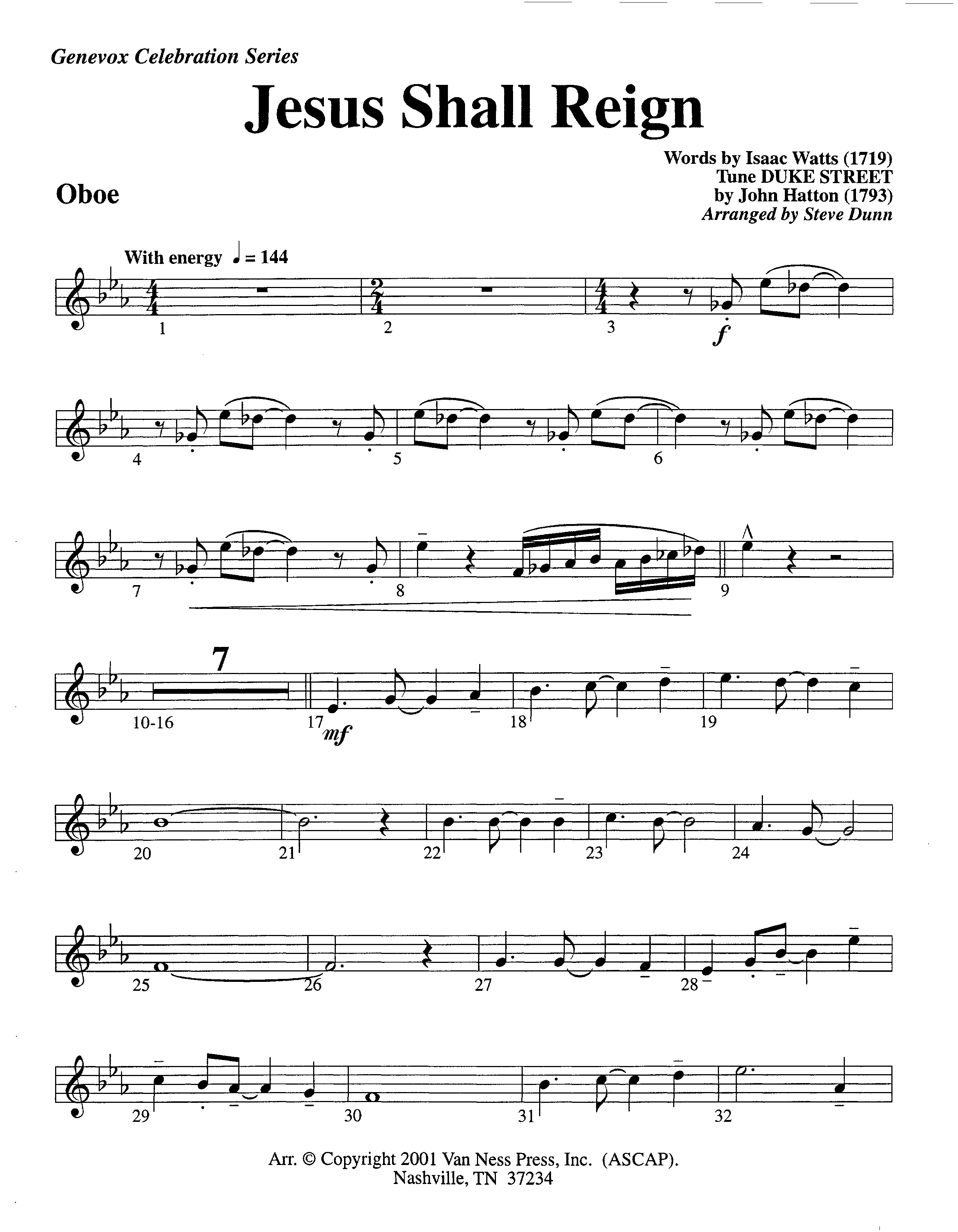 Jesus Shall Reign (Instrumental) Oboe (Lifeway Worship / Arr. Steve Dunn)