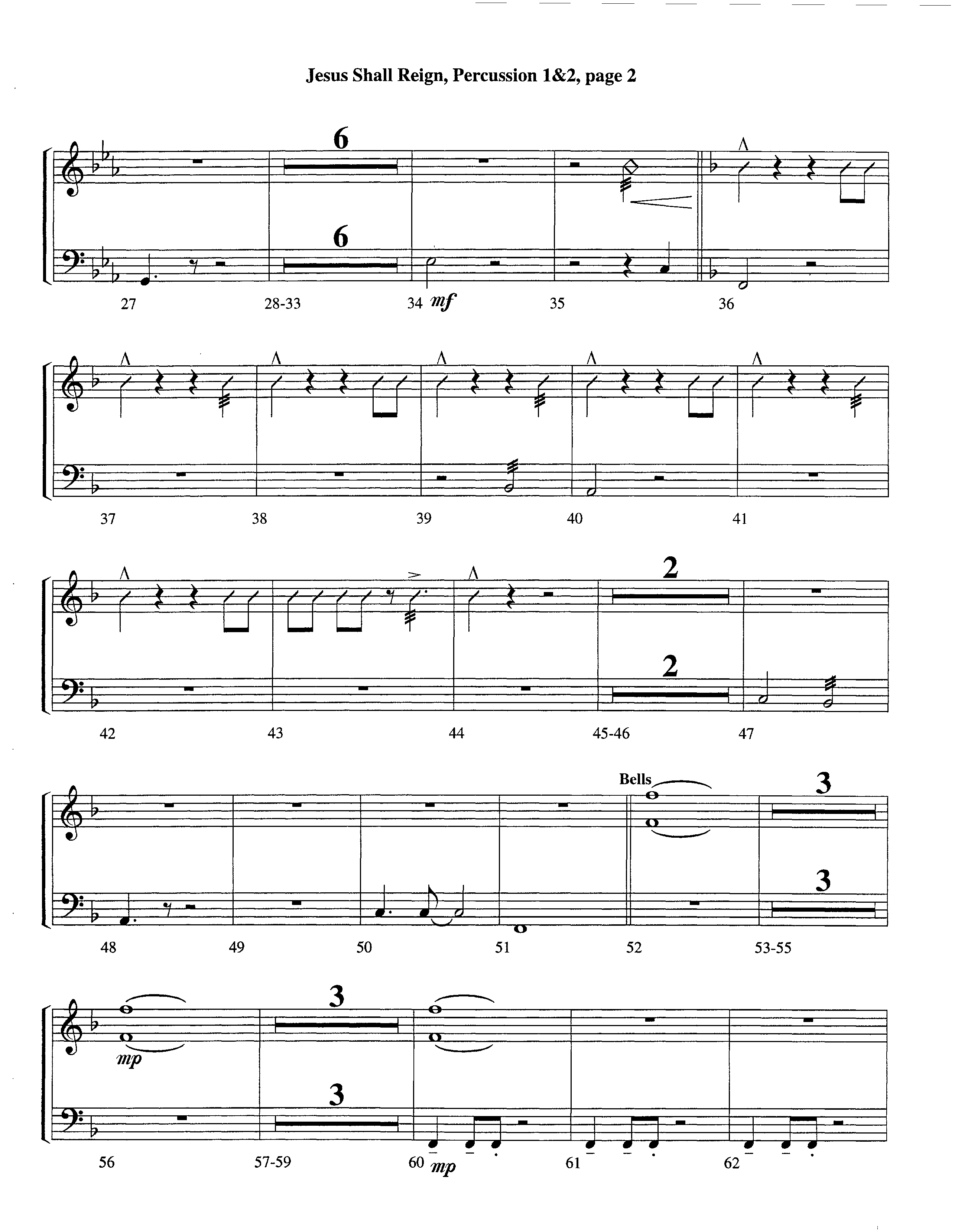 Jesus Shall Reign (Instrumental) Percussion 1/2 (Lifeway Worship / Arr. Steve Dunn)