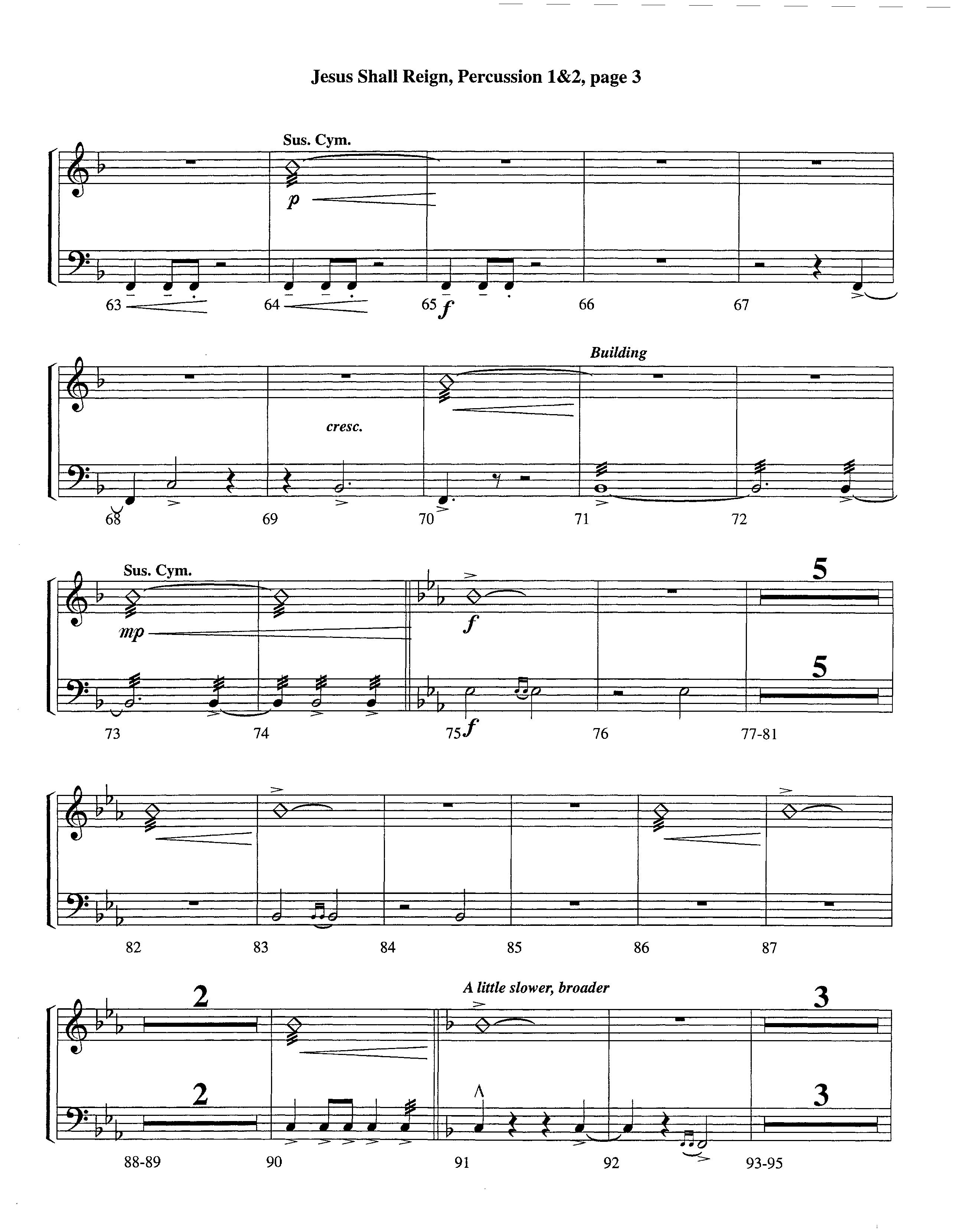 Jesus Shall Reign (Instrumental) Percussion 1/2 (Lifeway Worship / Arr. Steve Dunn)