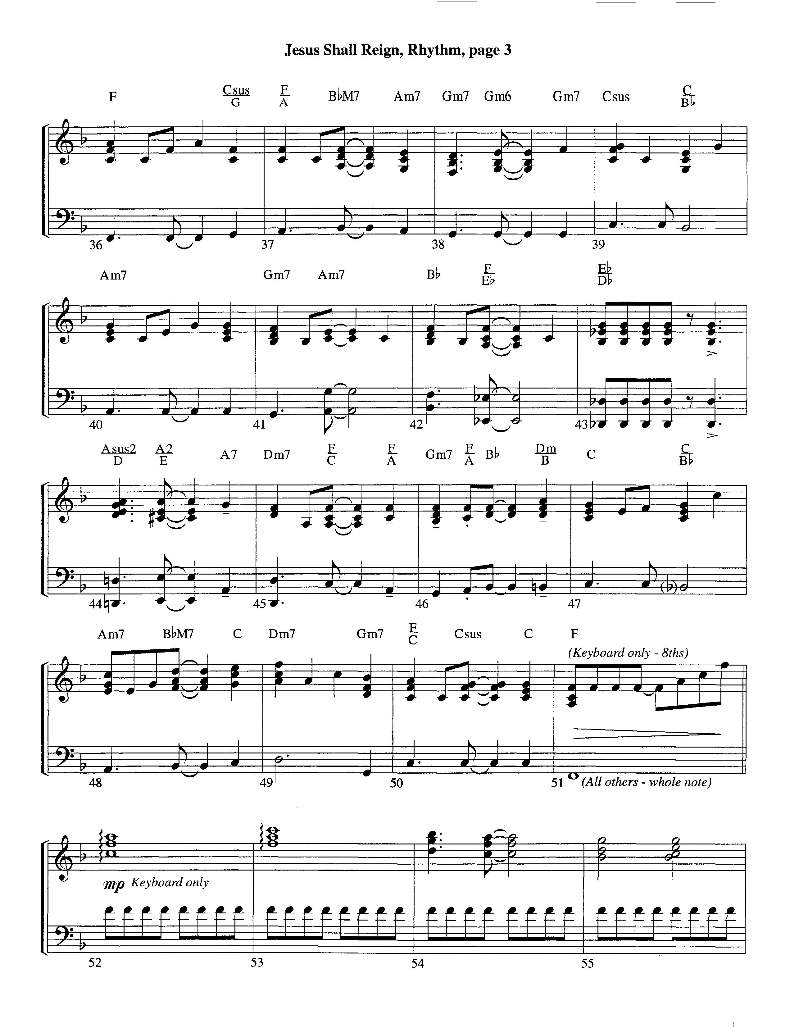 Jesus Shall Reign (Instrumental) Rhythm Chart (Lifeway Worship / Arr. Steve Dunn)