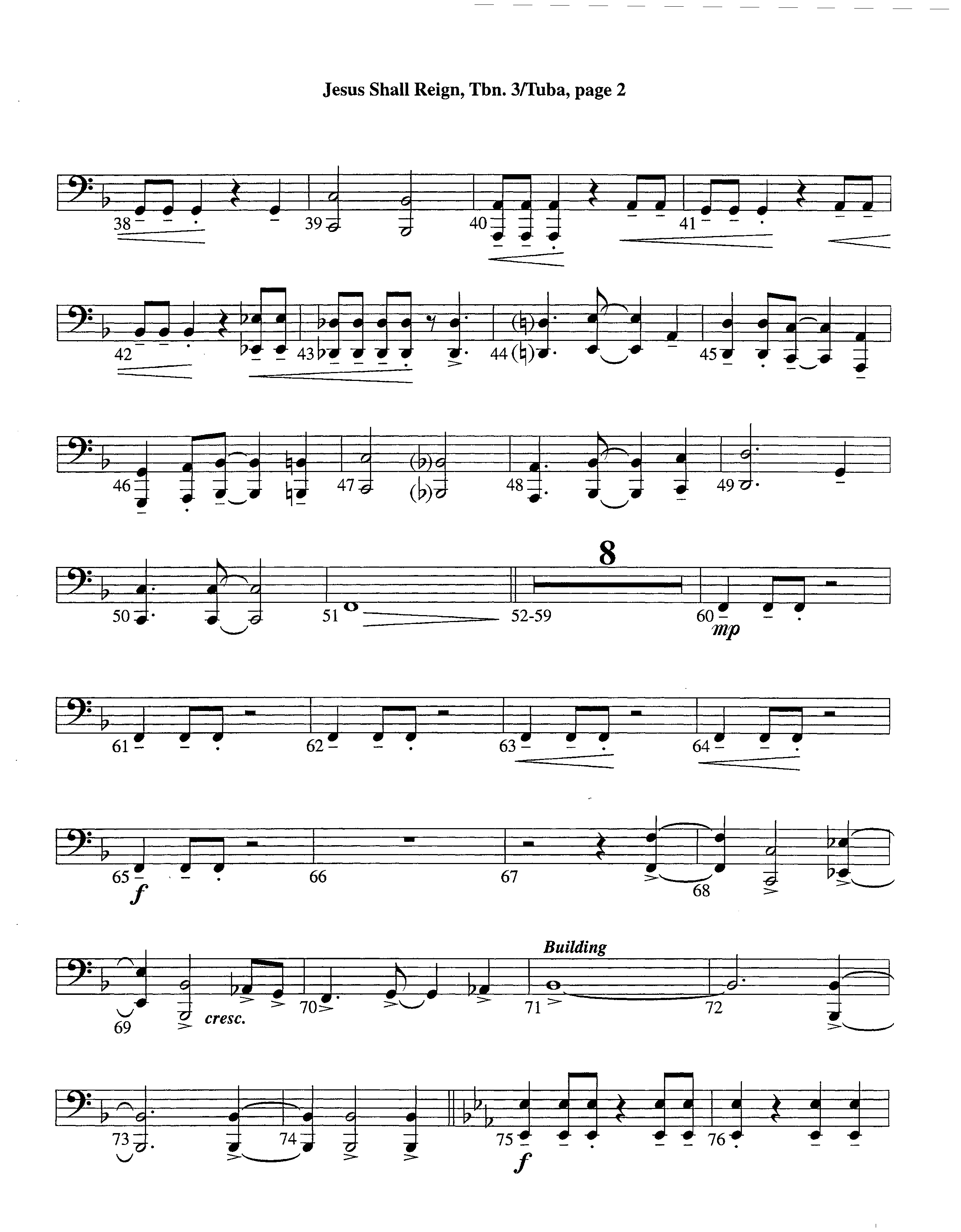 Jesus Shall Reign (Instrumental) Trombone 3/Tuba (Lifeway Worship / Arr. Steve Dunn)