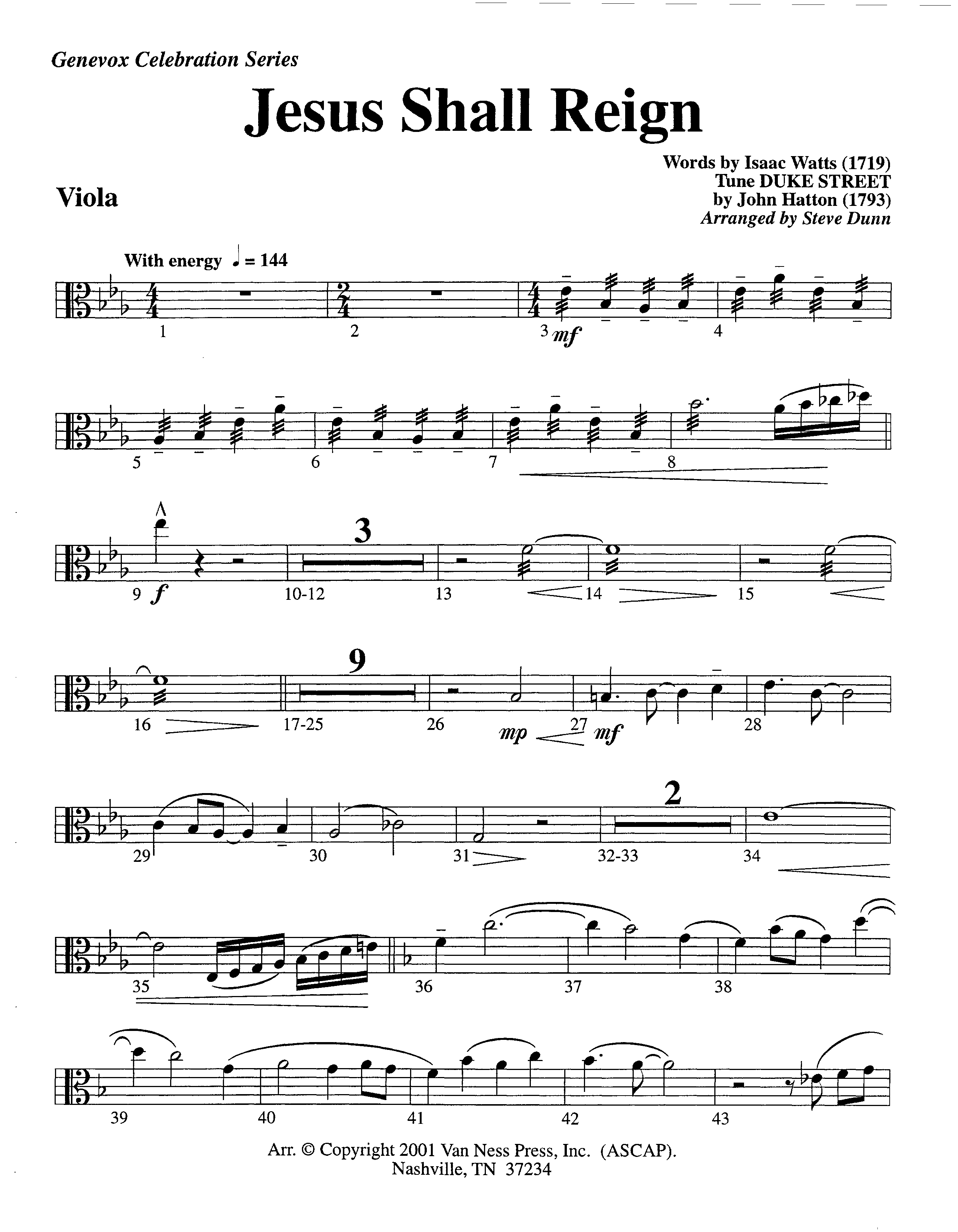 Jesus Shall Reign (Instrumental) Viola (Lifeway Worship / Arr. Steve Dunn)