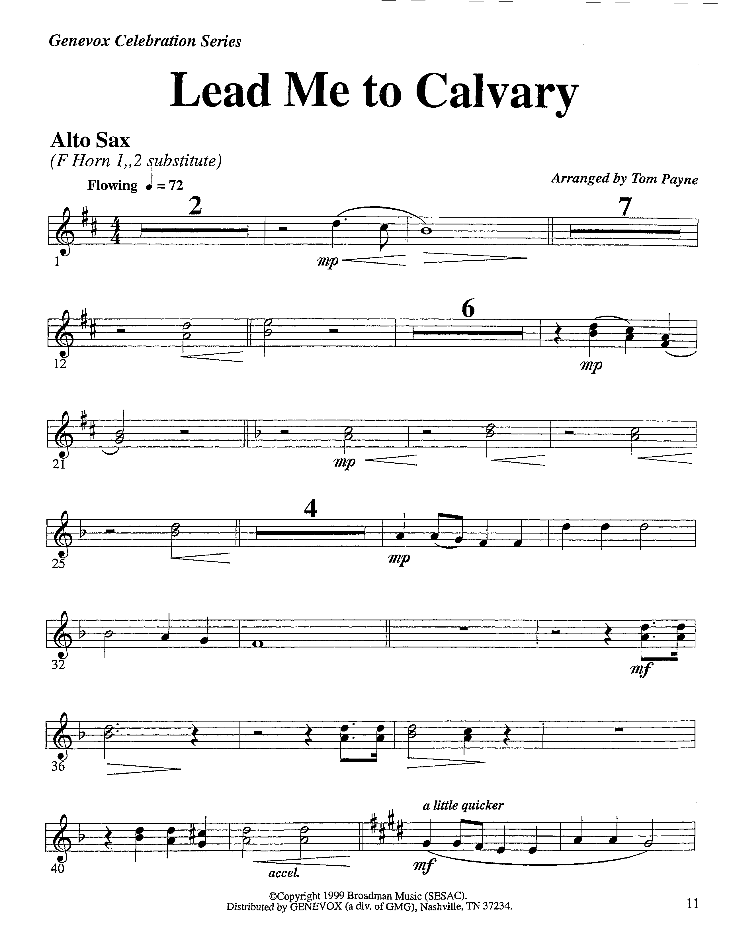 Lead Me To Calvary (Instrumental) Alto Sax (Lifeway Worship / Arr. Tom Payne)