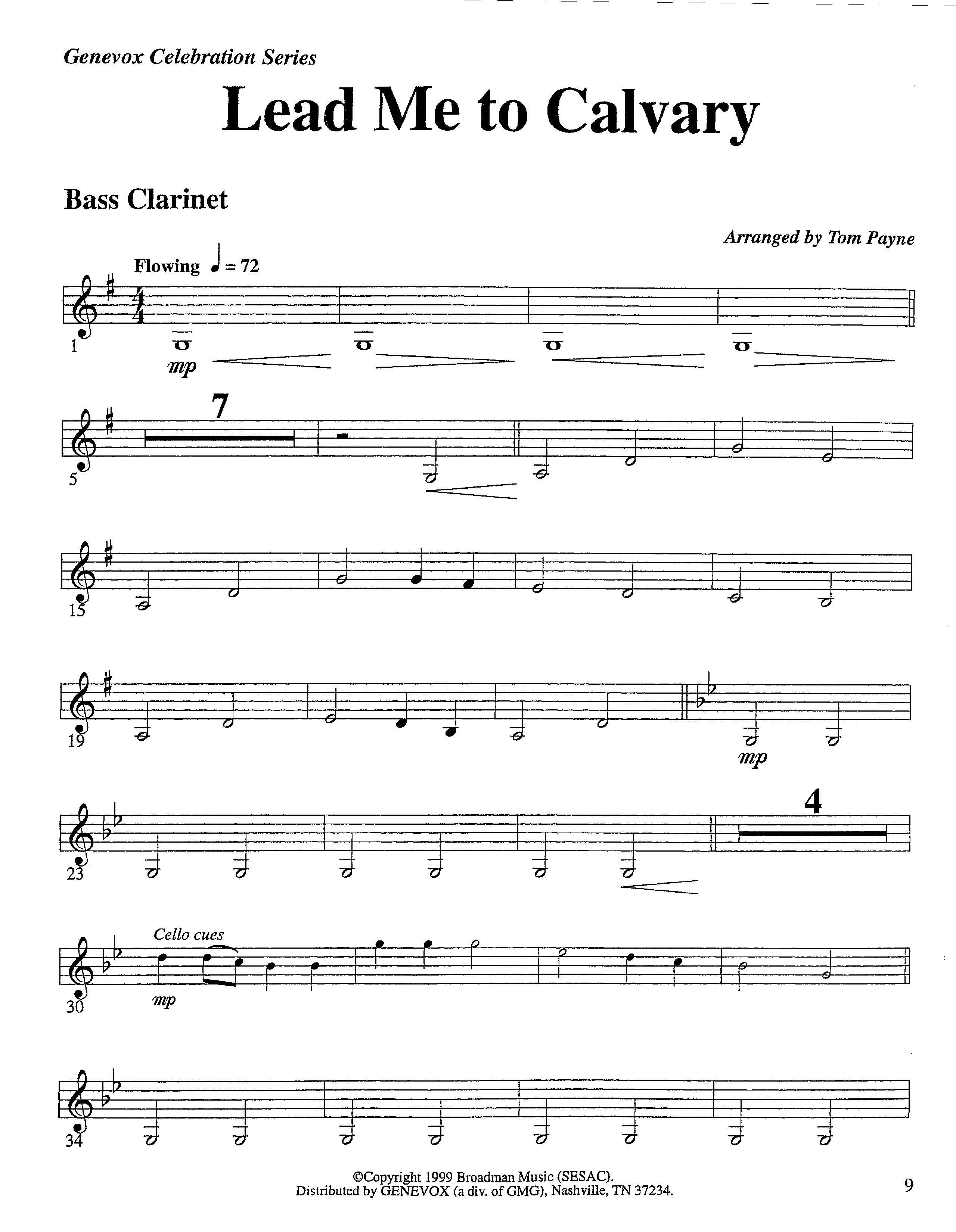 Lead Me To Calvary (Instrumental) Bass Clarinet (Lifeway Worship / Arr. Tom Payne)
