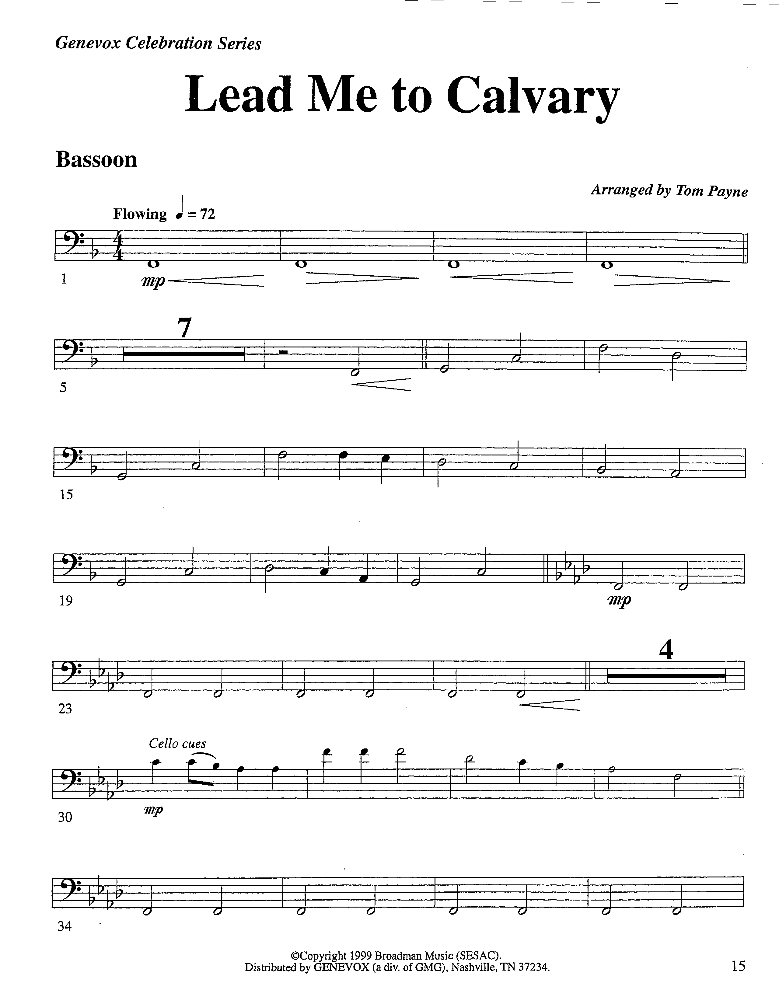 Lead Me To Calvary (Instrumental) Bassoon (Lifeway Worship / Arr. Tom Payne)