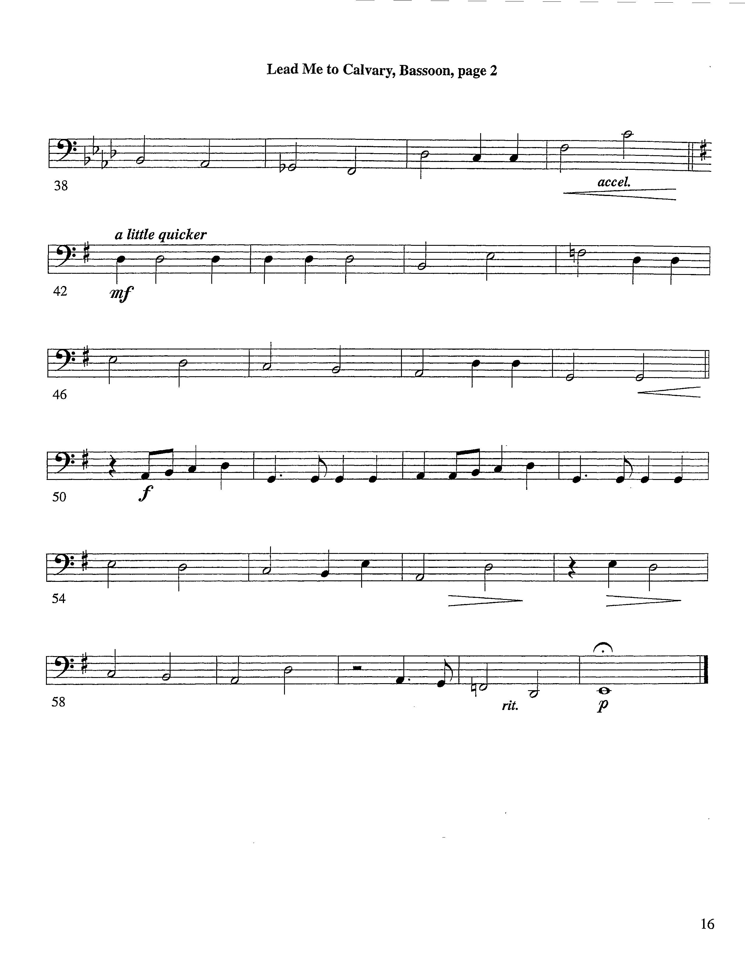 Lead Me To Calvary (Instrumental) Bassoon (Lifeway Worship / Arr. Tom Payne)