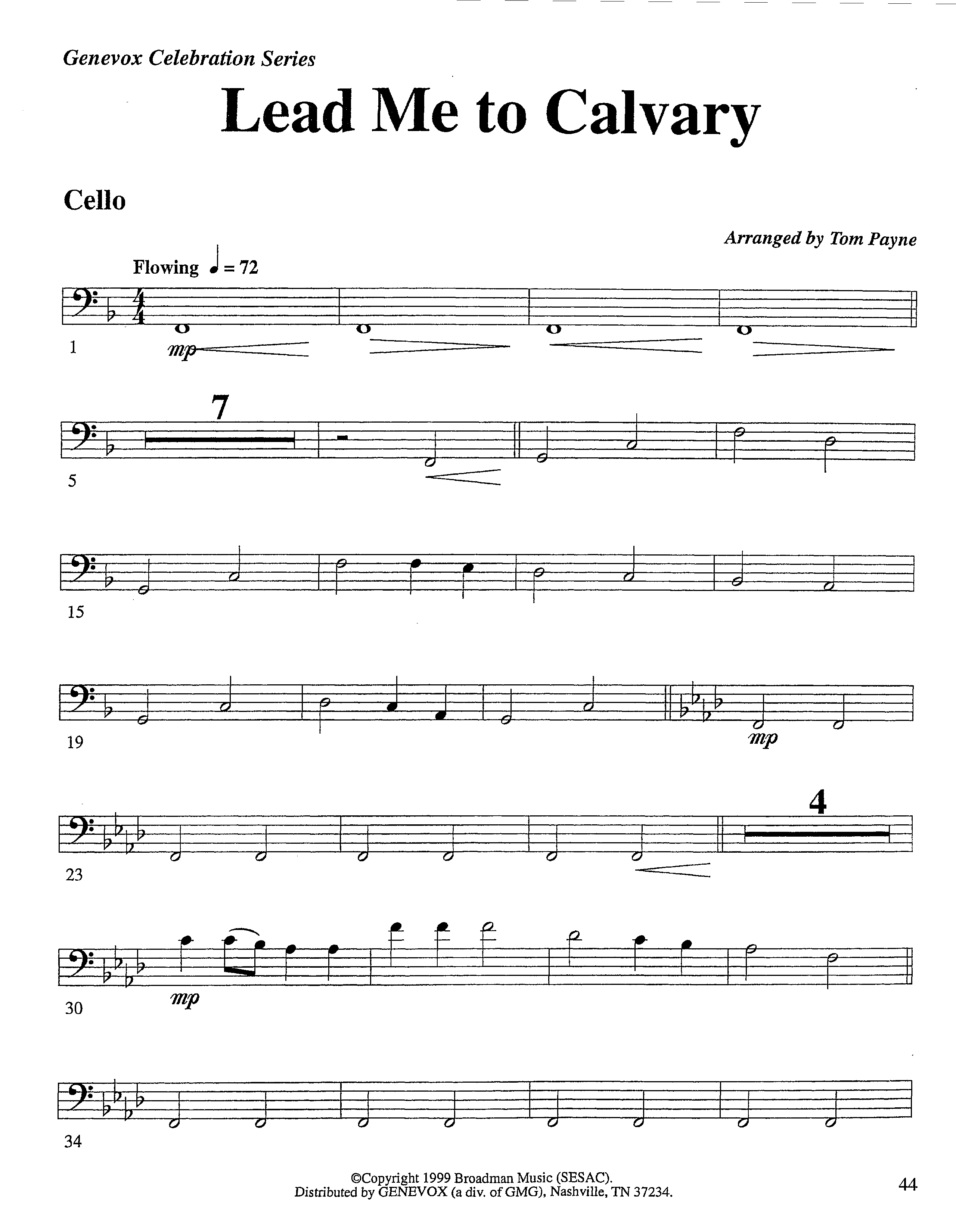 Lead Me To Calvary (Instrumental) Cello (Lifeway Worship / Arr. Tom Payne)