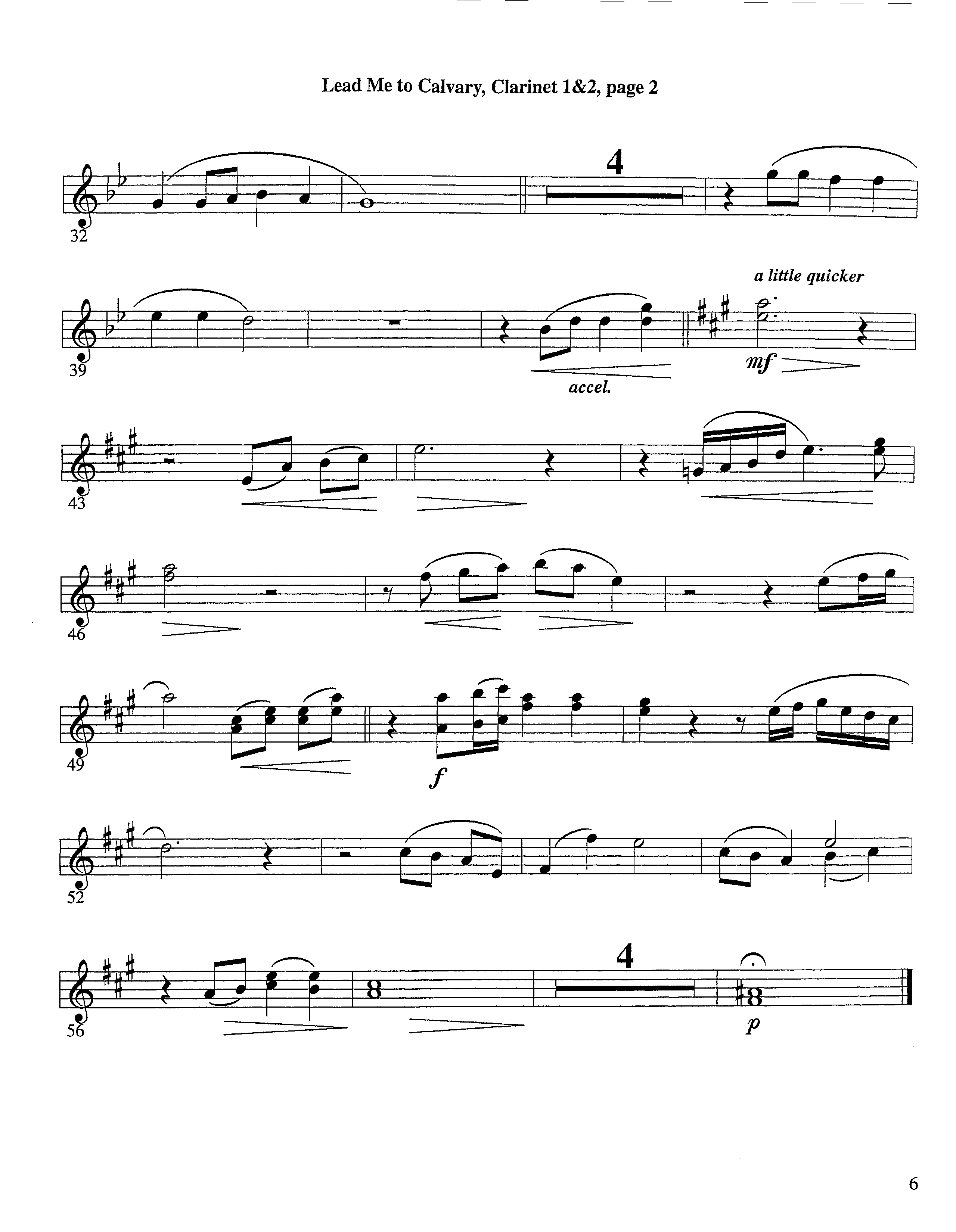 Lead Me To Calvary (Instrumental) Clarinet 1/2 (Lifeway Worship / Arr. Tom Payne)