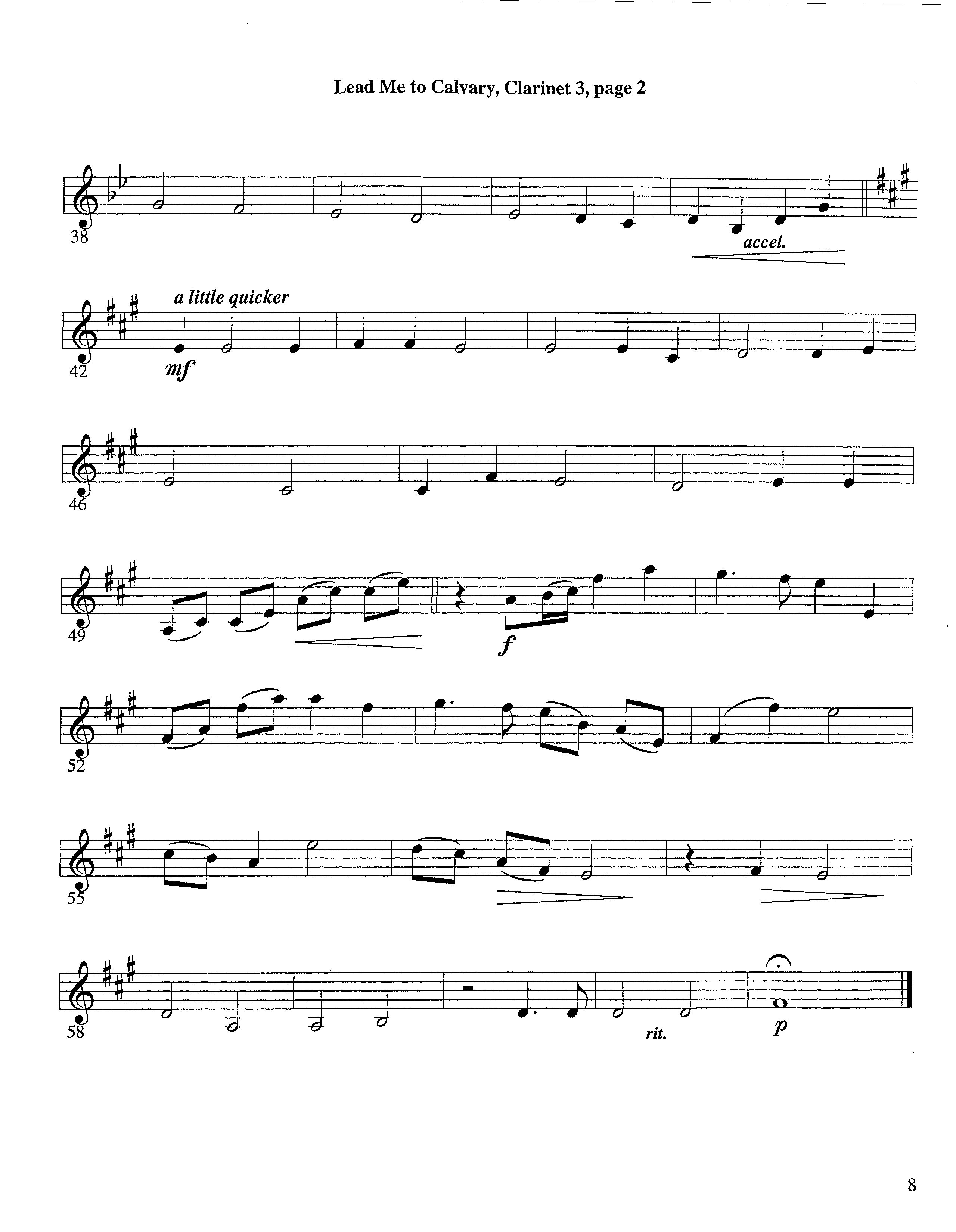 Lead Me To Calvary (Instrumental) Clarinet 3 (Lifeway Worship / Arr. Tom Payne)